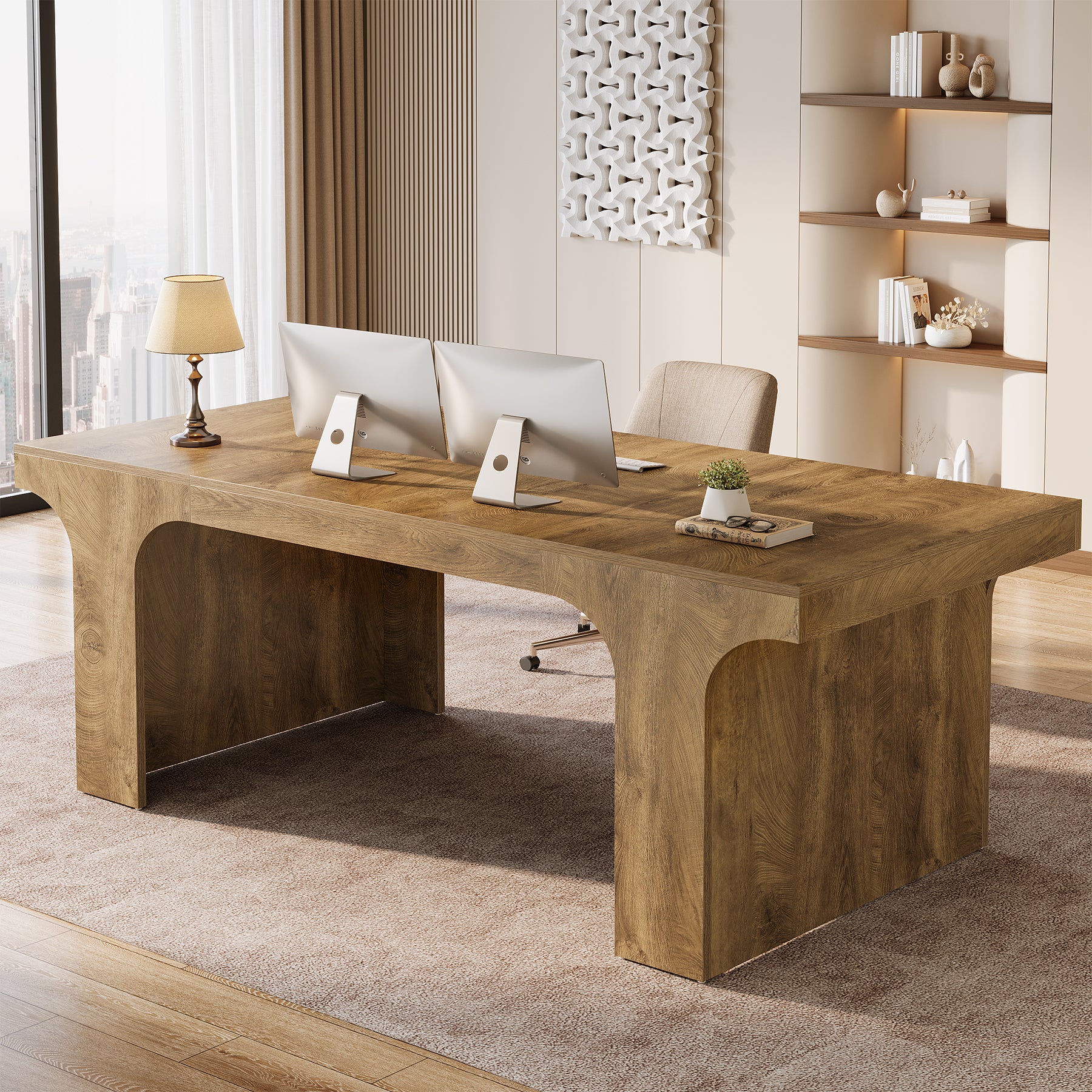 70.87" Executive Desk, Simple Computer Desk Conference Table for 6-8 - Image 3