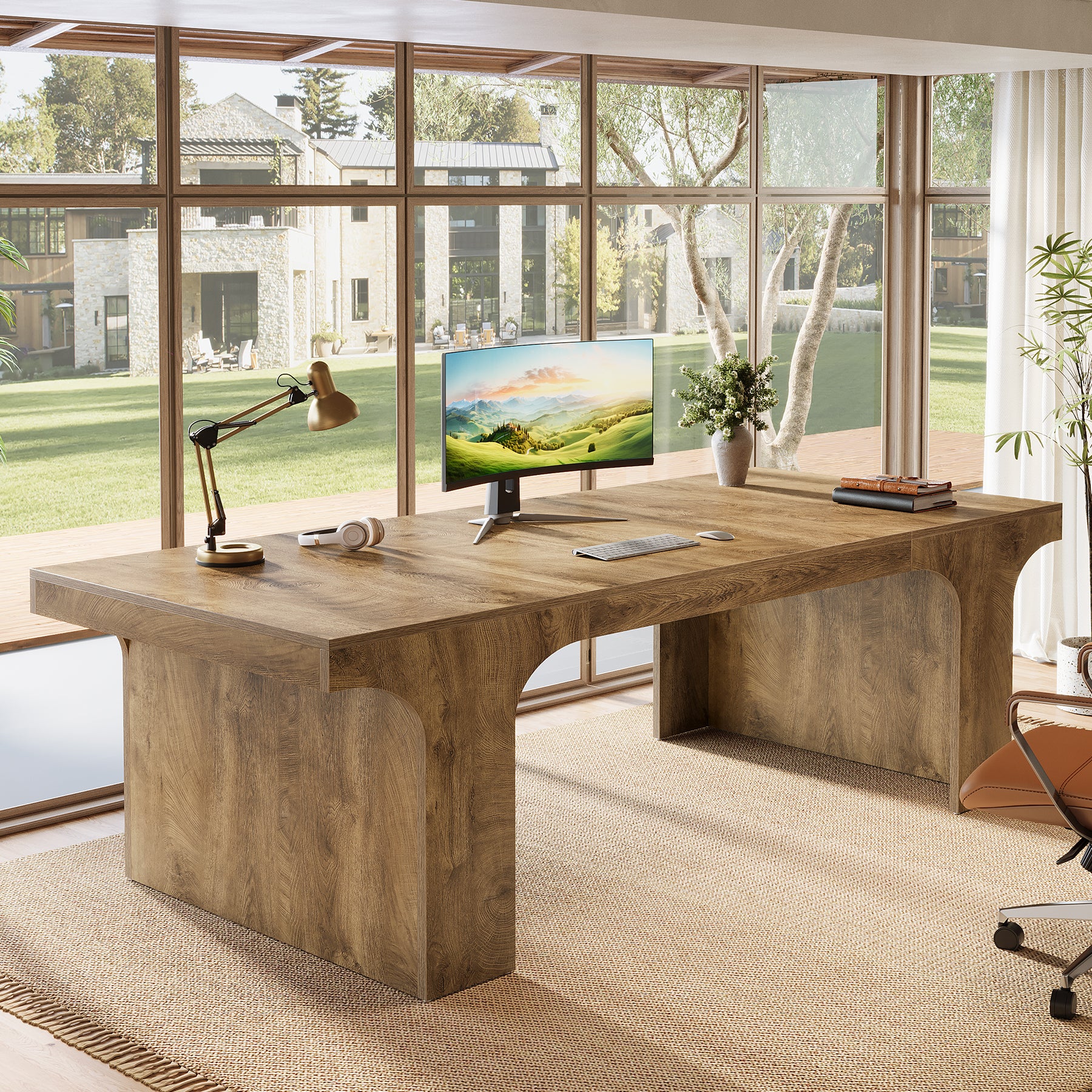 70.87" Executive Desk, Simple Computer Desk Conference Table for 6-8 - Image 4