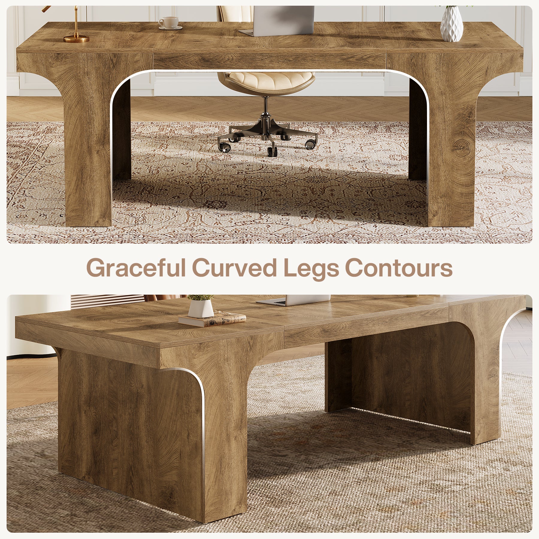 70.87" Executive Desk, Simple Computer Desk Conference Table for 6-8 - Image 6