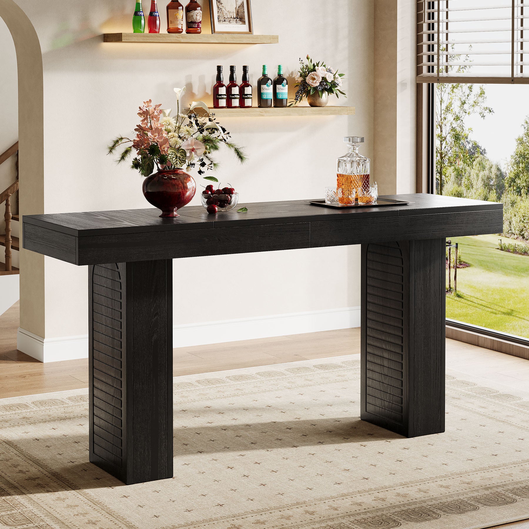 70.9" Bar Table, Counter Height Pub Table with Sturdy Pedestal Base - Image 9