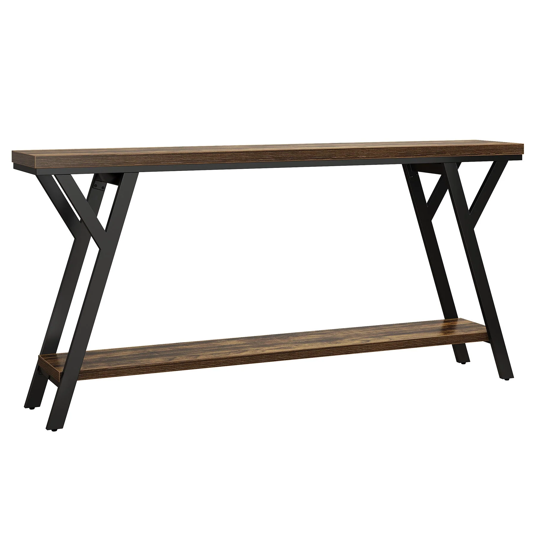 70.9" Console Table, Industrial Sofa Table Behind Couch with 2-Tier Storage Shelf - Image 8