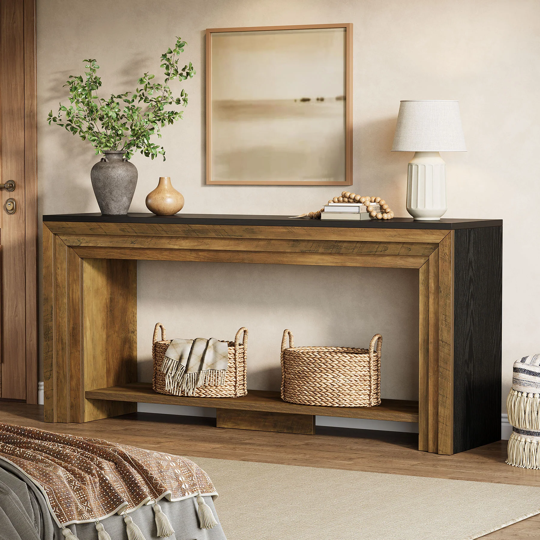 70.9" Console Table, 2-Tier Narrow Entryway Sofa Table with Storage - Image 5