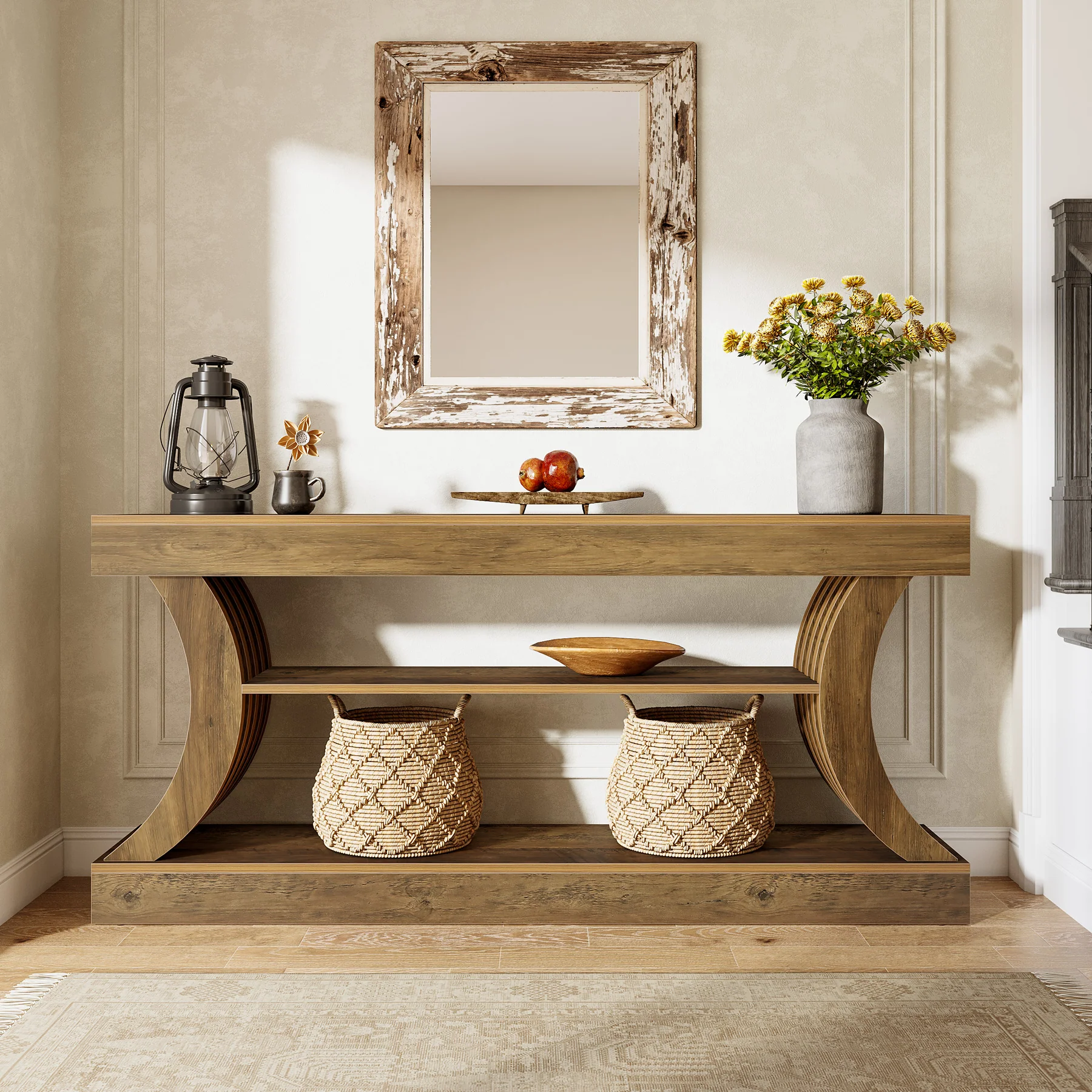 70.9" Console Table, 3-Tier Entryway Couch Table Behind Sofa - Image 4