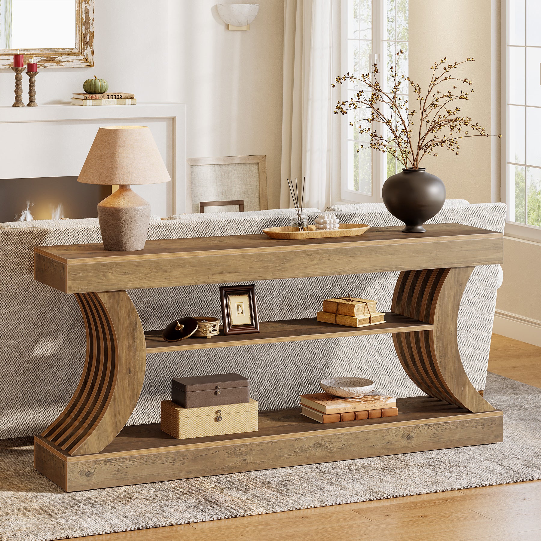 70.9" Console Table, 3-Tier Entryway Couch Table Behind Sofa - Image 5