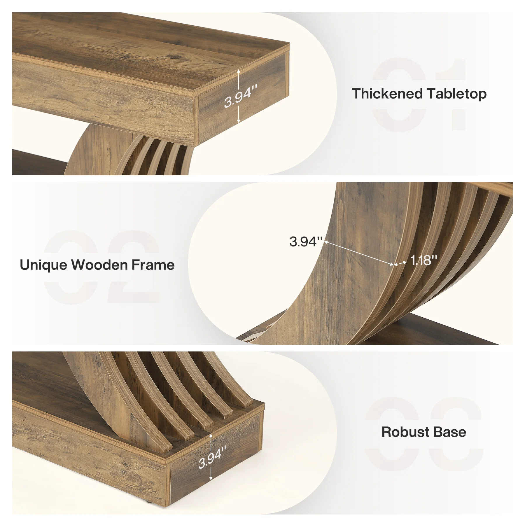 70.9" Console Table, 3-Tier Entryway Couch Table Behind Sofa - Image 7