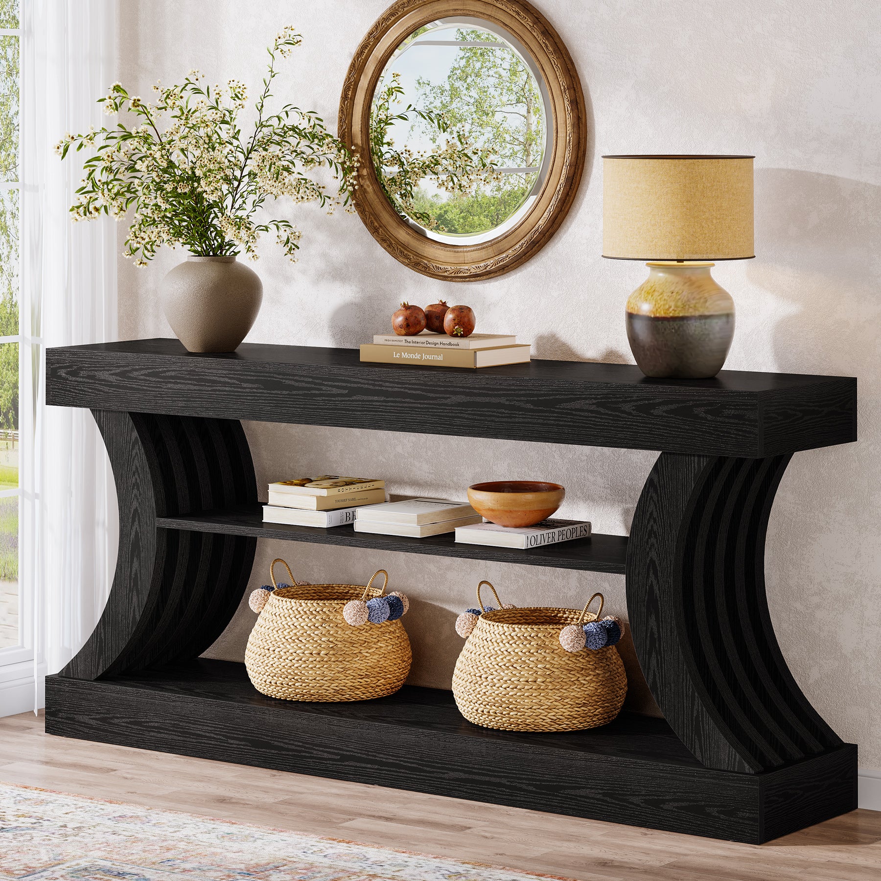 70.9" Console Table, 3-Tier Entryway Couch Table Behind Sofa - Image 8