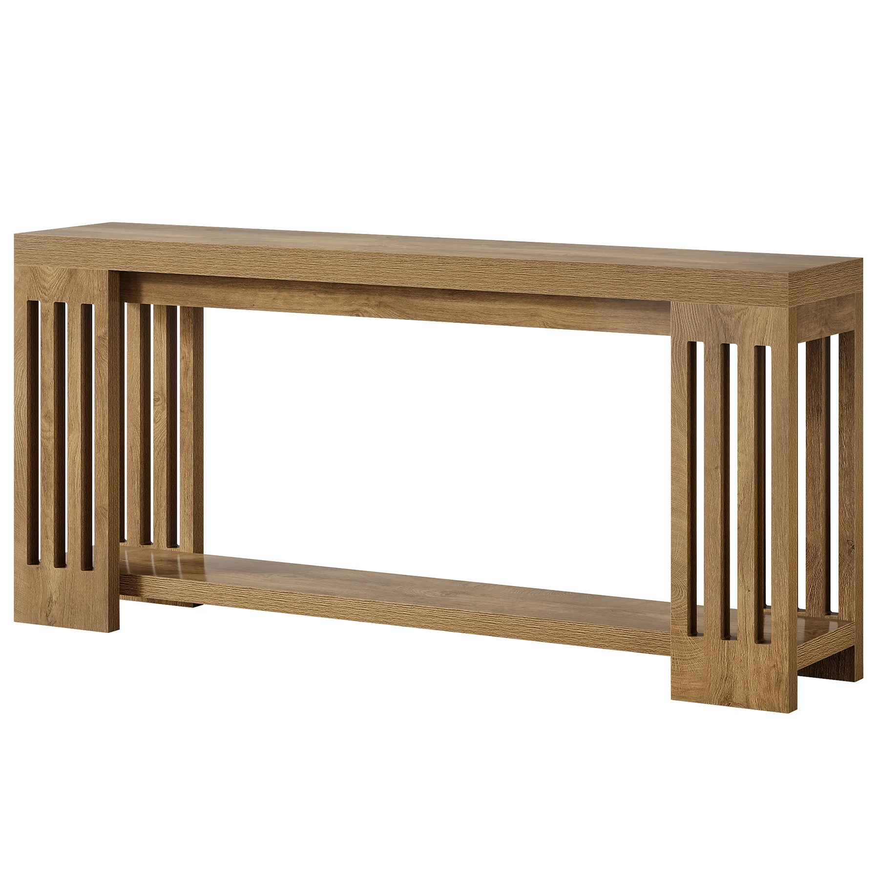 70.9" Console Table, Farmhouse 2-Tier Sofa Table with Vertical Stripe Legs - Image 10