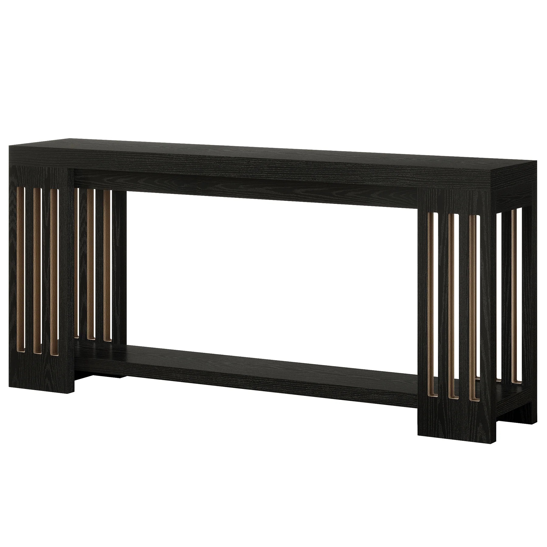 70.9" Console Table, Farmhouse 2-Tier Sofa Table with Vertical Stripe Legs - Image 9