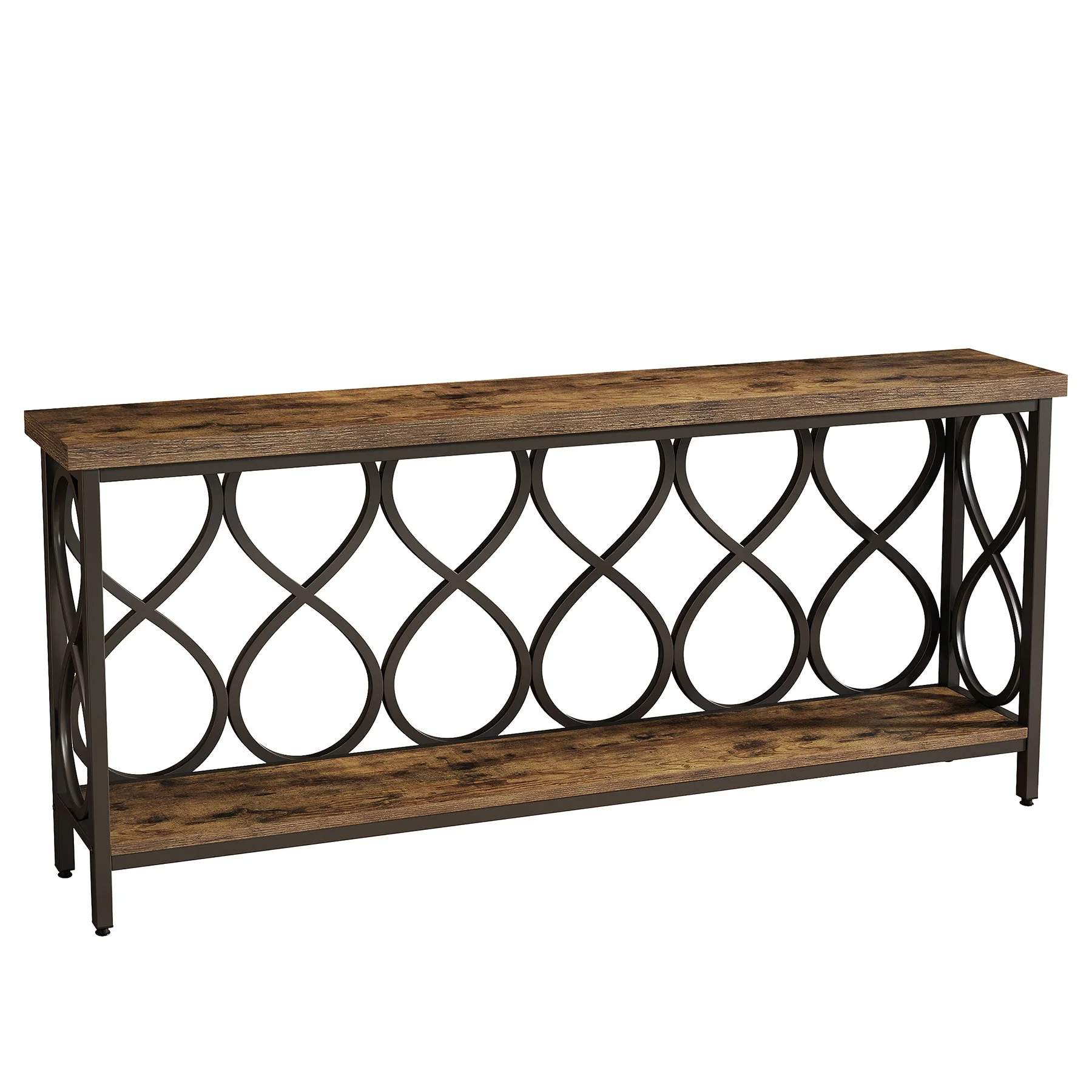 70.9" Console Table, Industrial Sofa Table 2-Tier Entryway Accent Table - Image 7