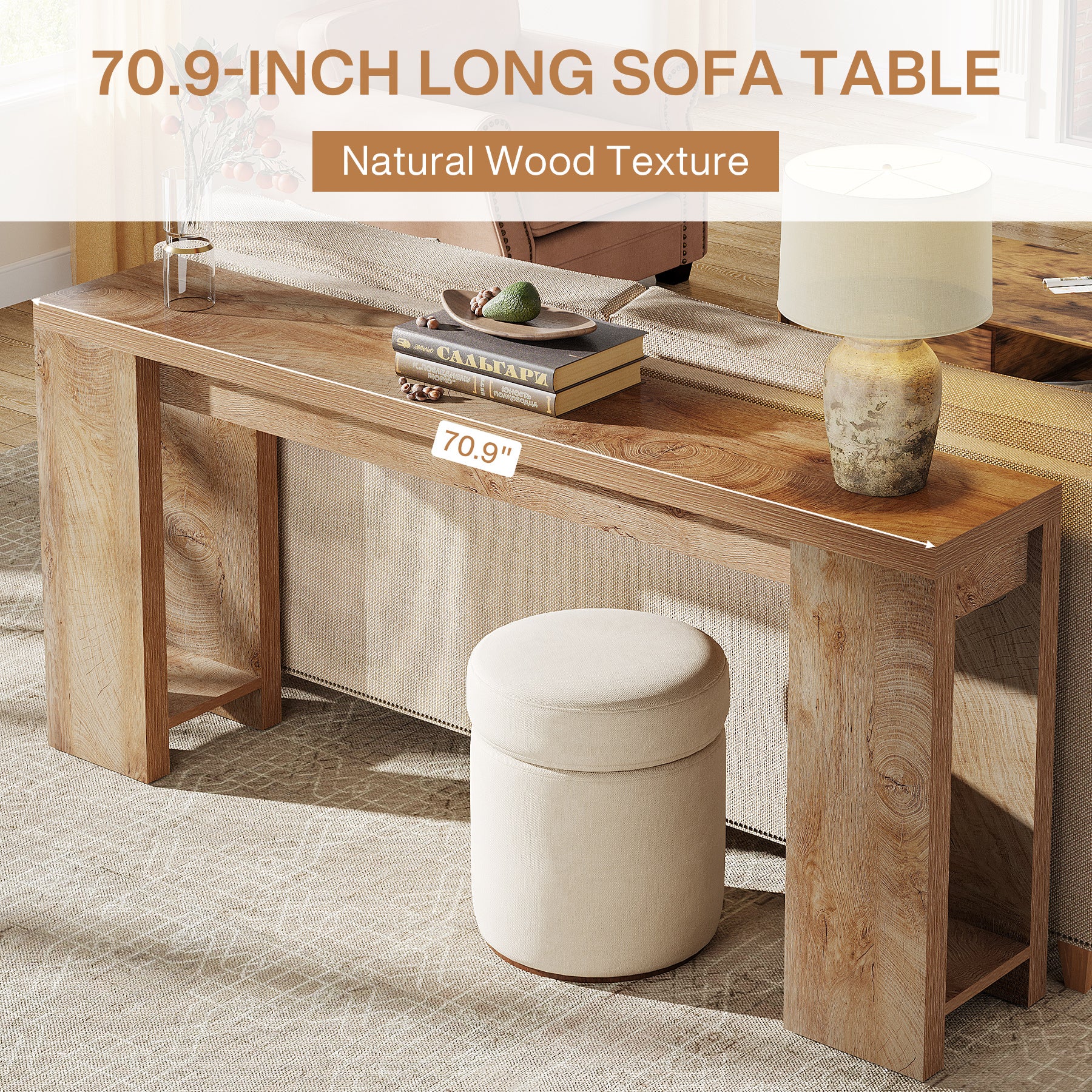 70.9" Console Table, Narrow Entryway Sofa Table Behind Couch for Hallway - Image 6