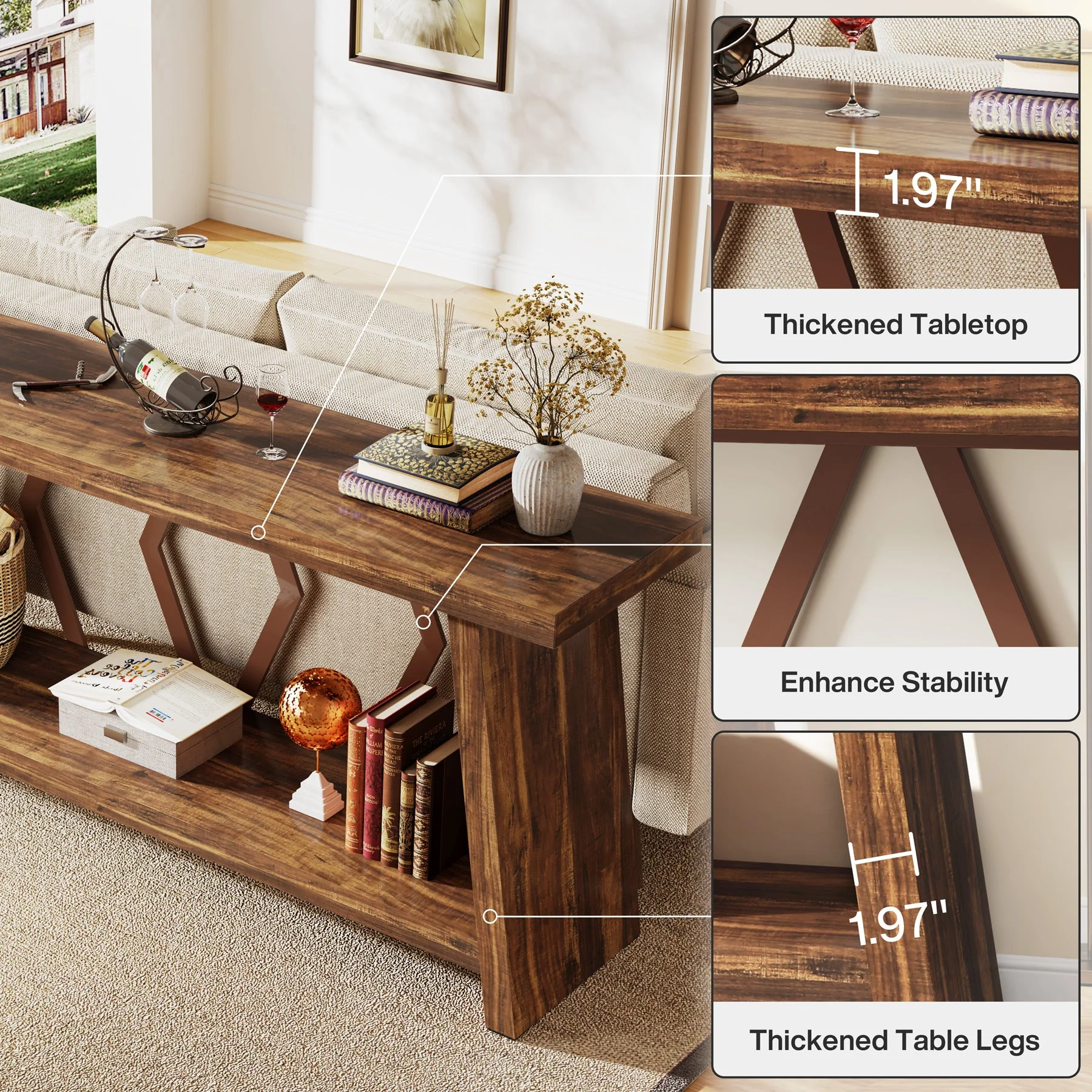 70.86-Inch Console Sofa Table with Storage for Entryway Living Room - Image 6