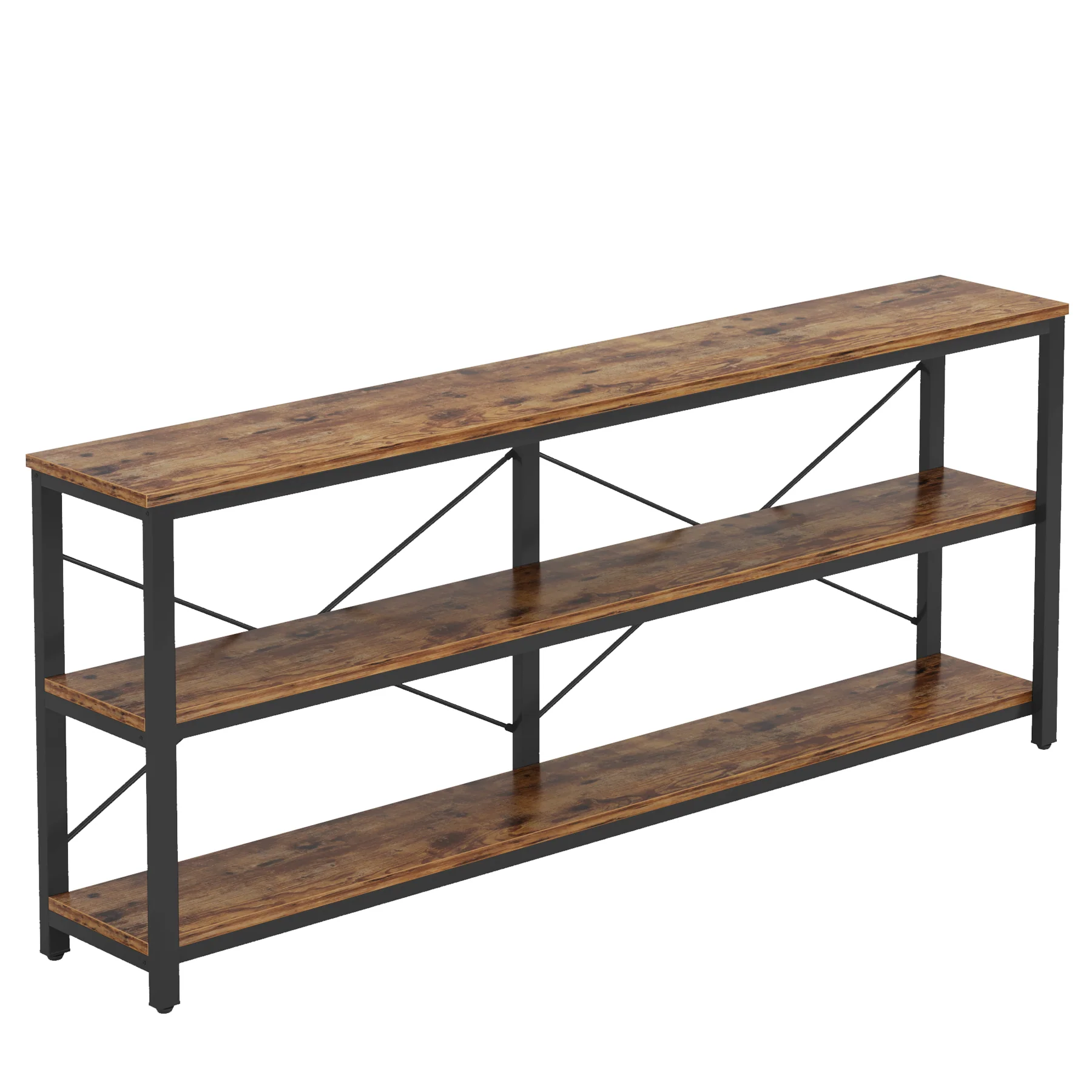 Tribesigns 70.9-Inch Extra Long Console Table, 3-Tier Industrial Sofa Table with Storage - Image 16