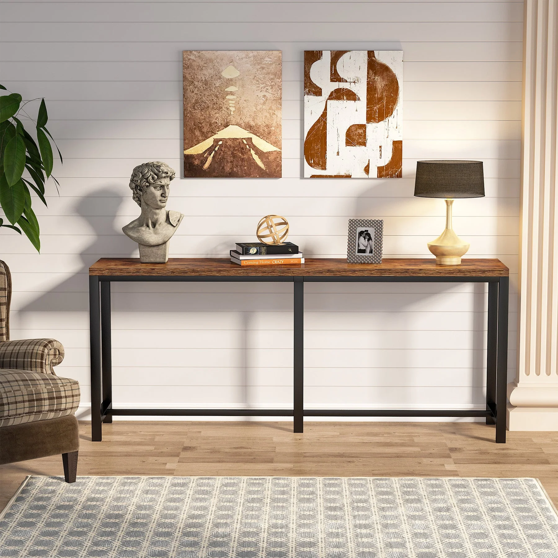 70.9 Inch Console Table, Skinny Long Entryway Table Sofa Table - Image 3