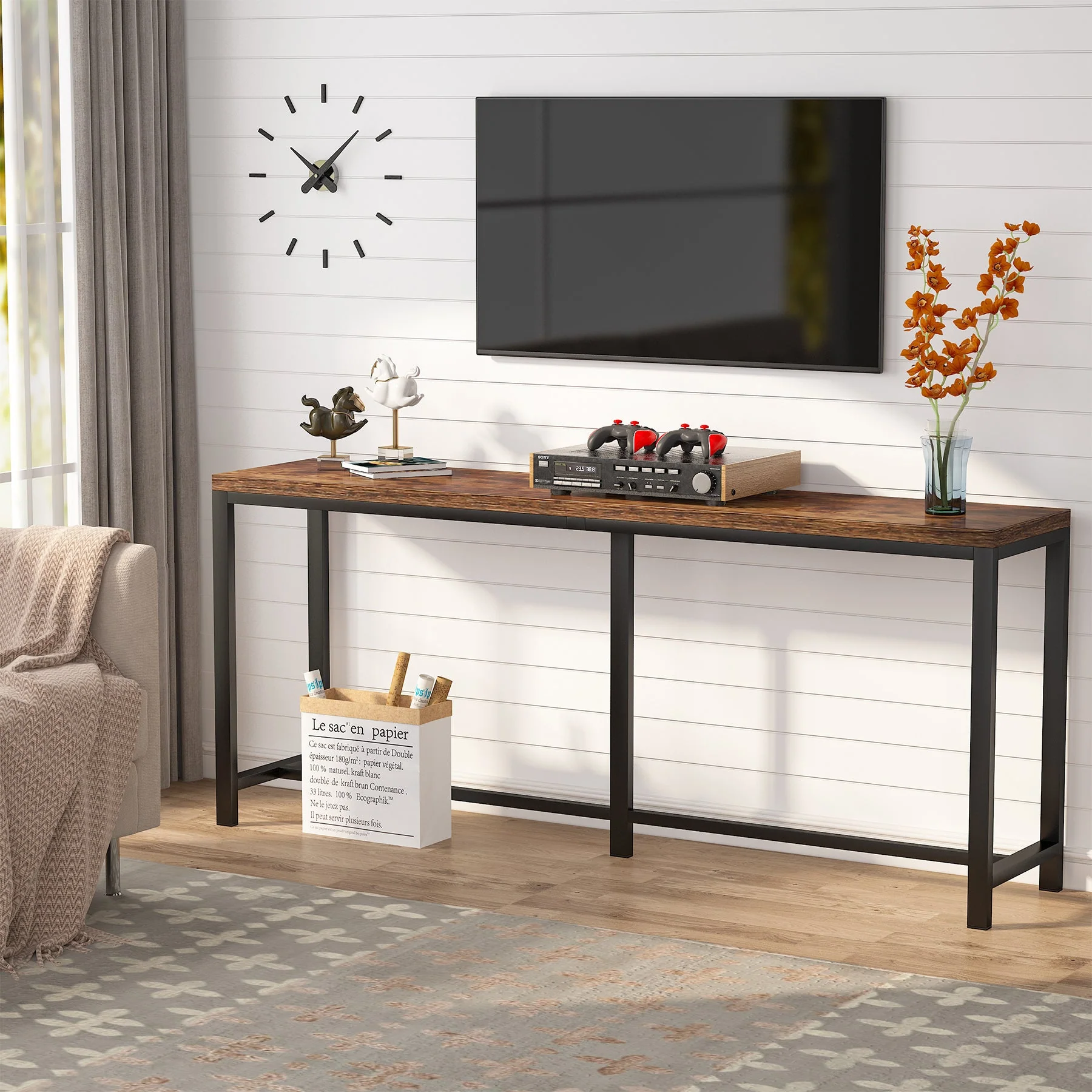 70.9 Inch Console Table, Skinny Long Entryway Table Sofa Table - Image 4