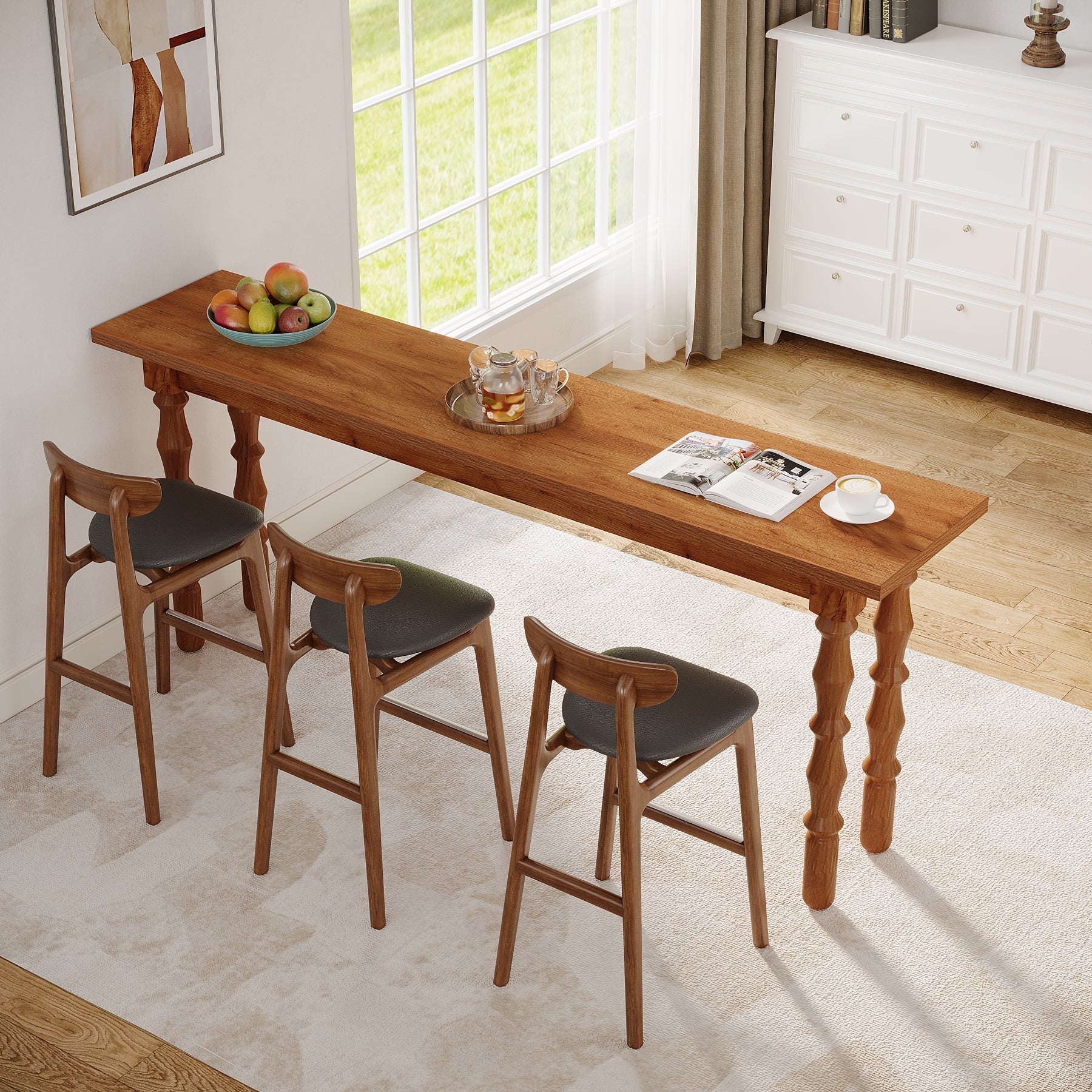 70.9" Console Table, Wood Sofa Table Behind Couch - Image 4
