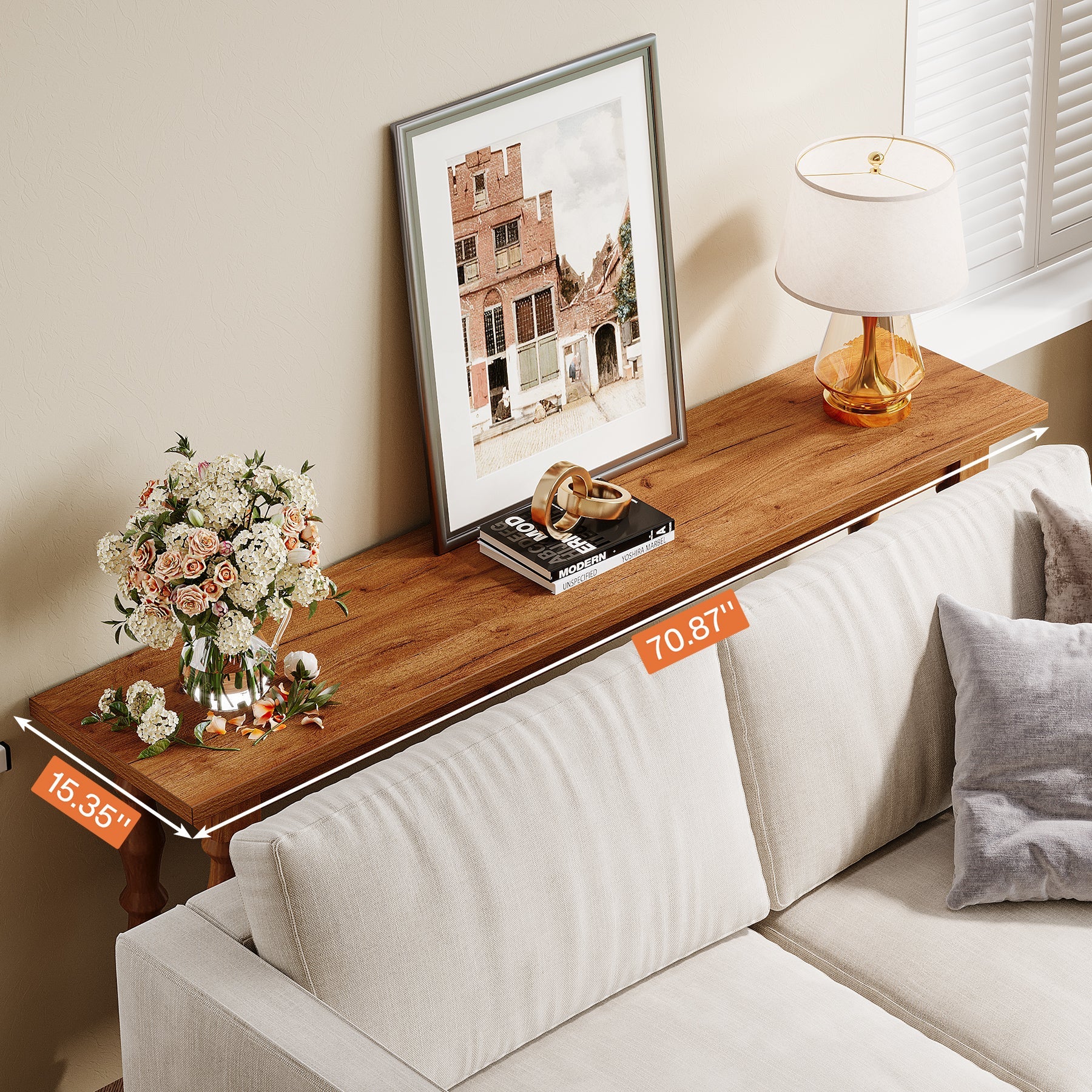 70.9" Console Table, Wood Sofa Table Behind Couch - Image 5