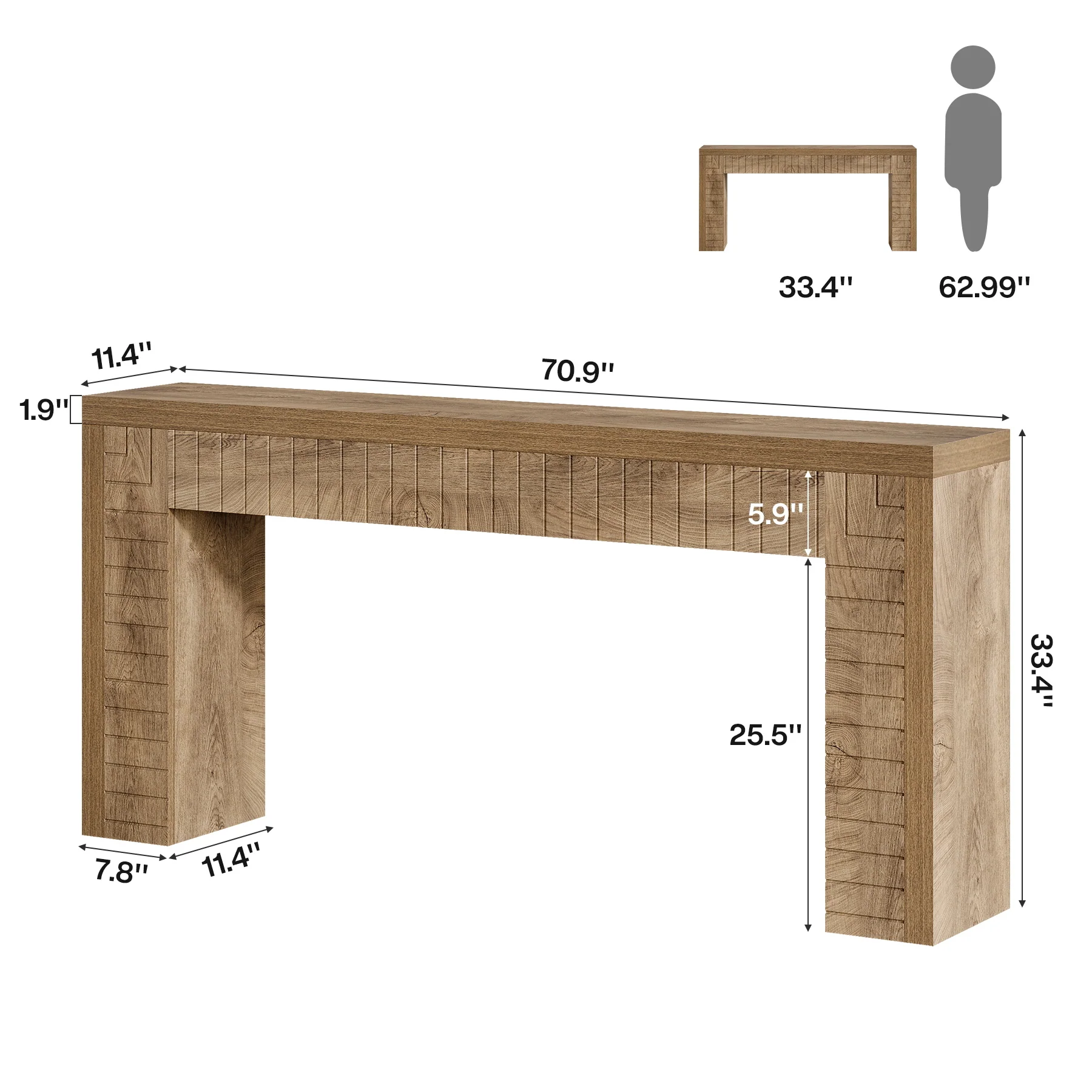 70.9" Long Console Table, Narrow Sofa Table Behind Couch for Hallway - Image 2