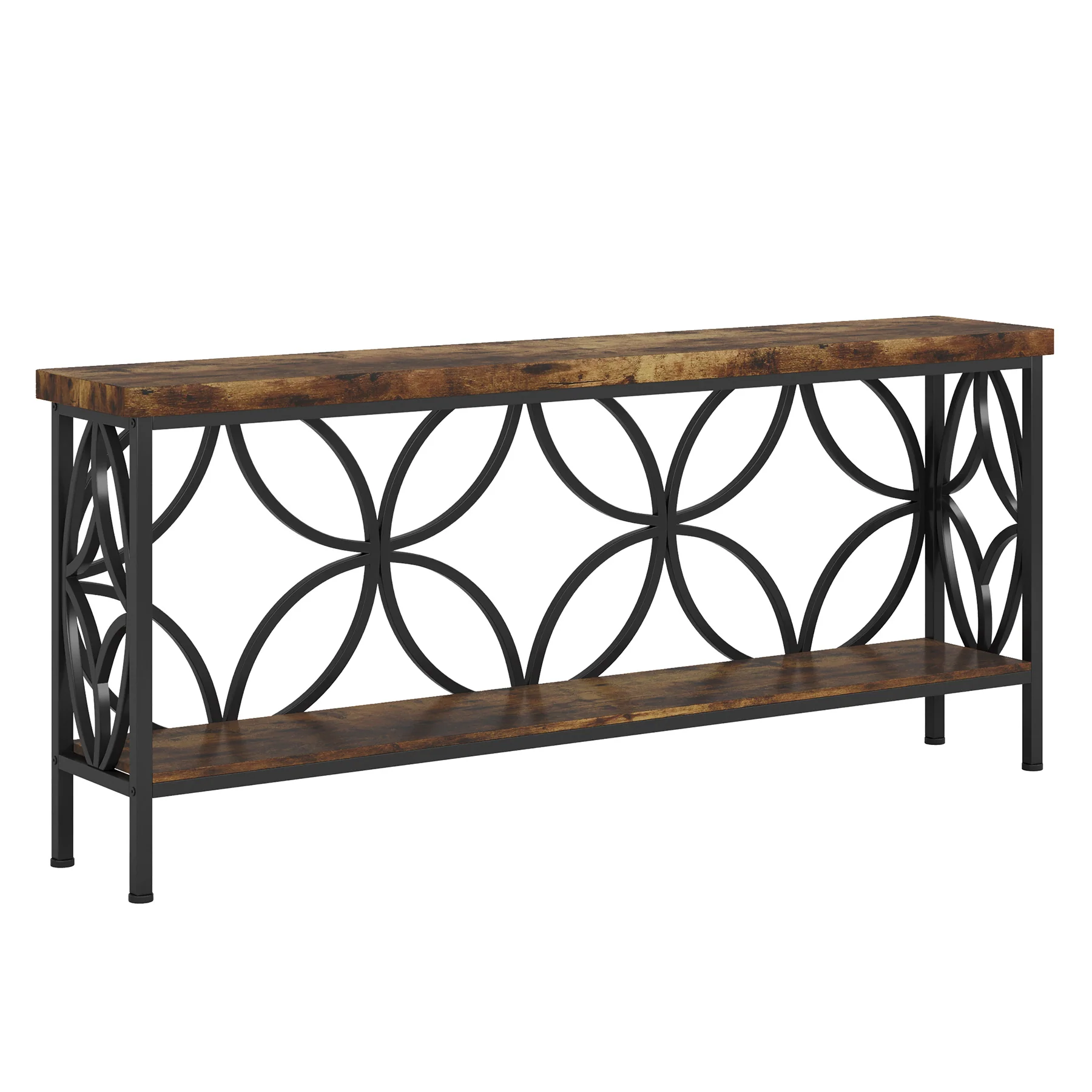 70.9" Sofa Table, 2-Tier Industrial Console Table Behind Couch - Image 17