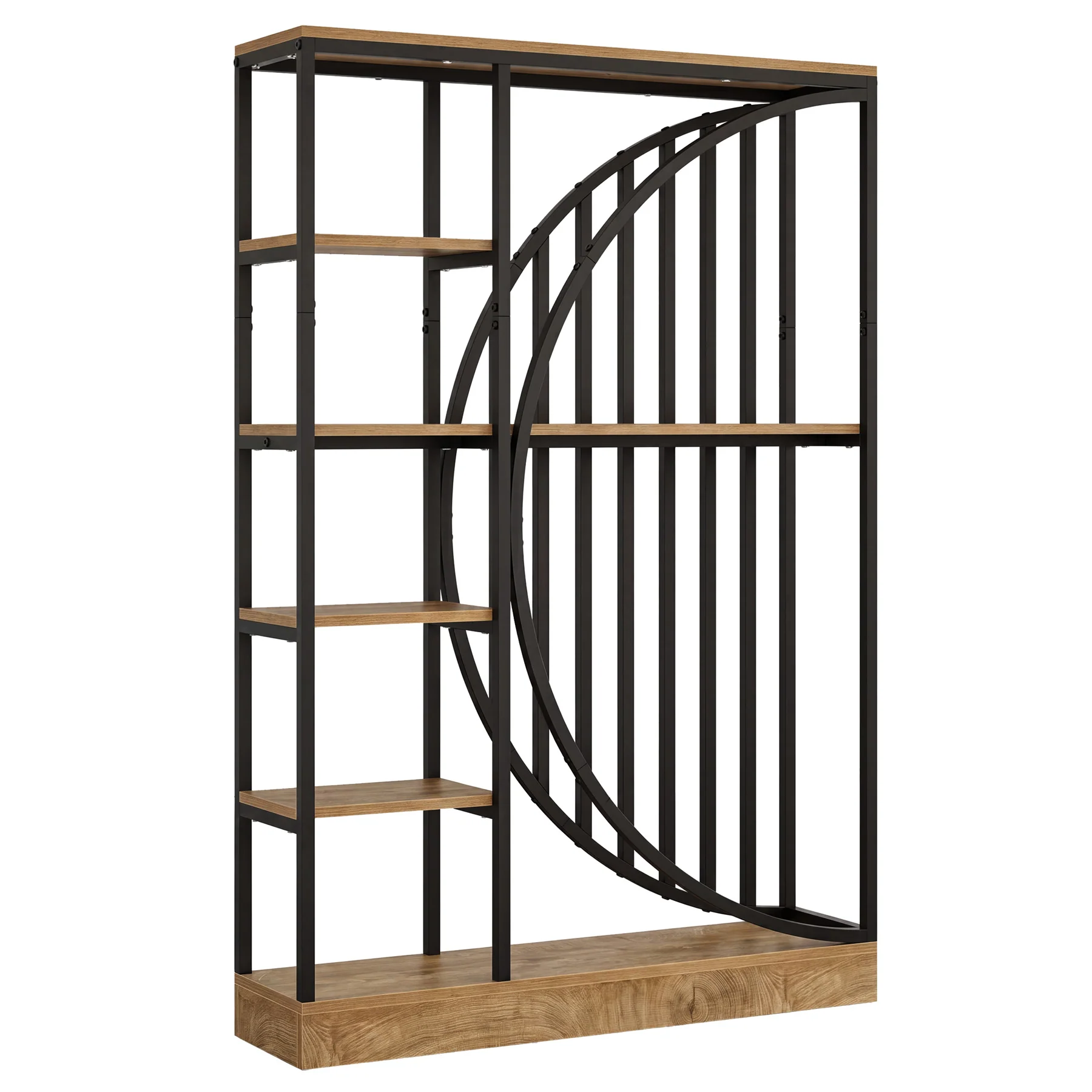 70.9" Tall Wall Room Divider, Freestanding Room Partition Screen with 5-Tier Storage Shelves - Image 9