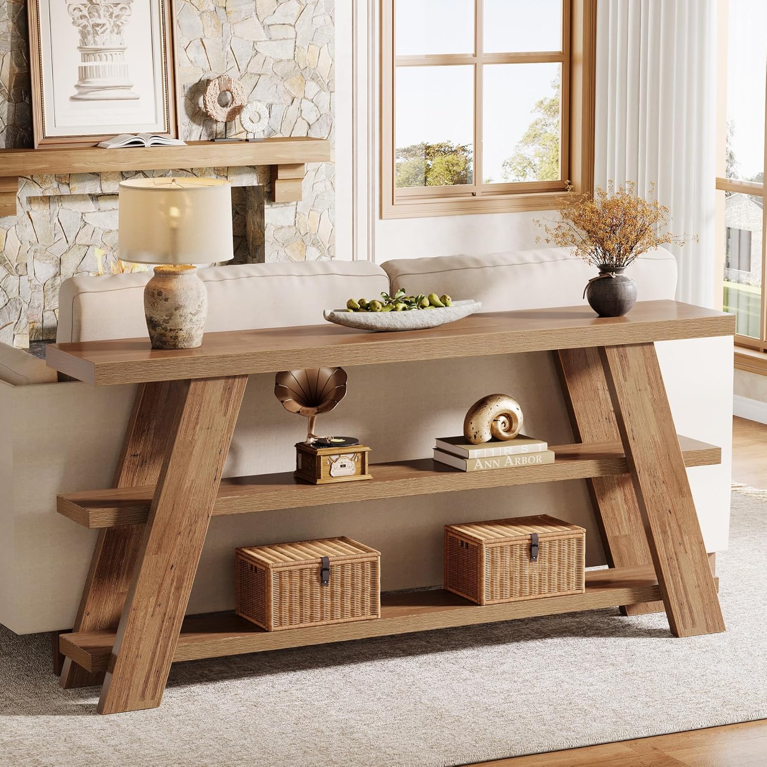 70.9"Console Table, 3-Tier Narrow Sofa Table Farmhouse Foyer Table - Image 3