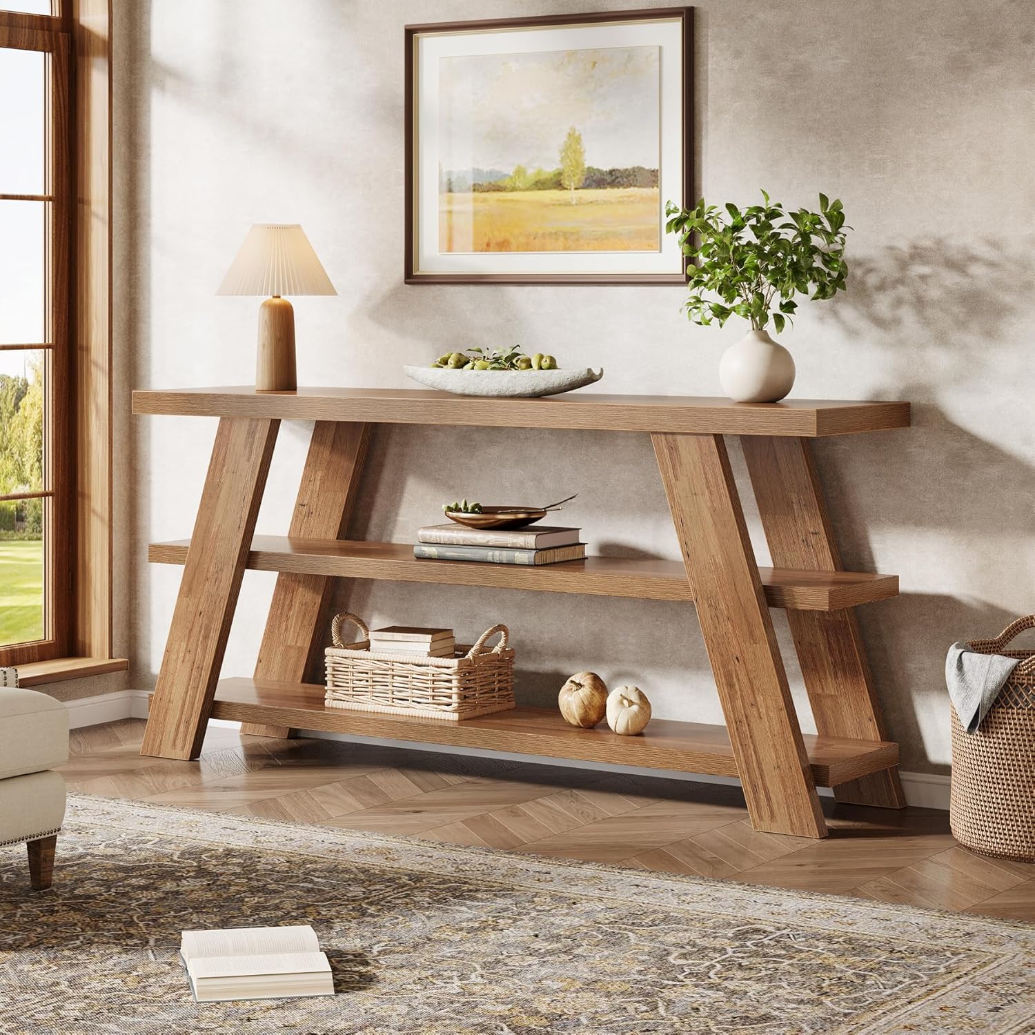 70.9"Console Table, 3-Tier Narrow Sofa Table Farmhouse Foyer Table - Image 5