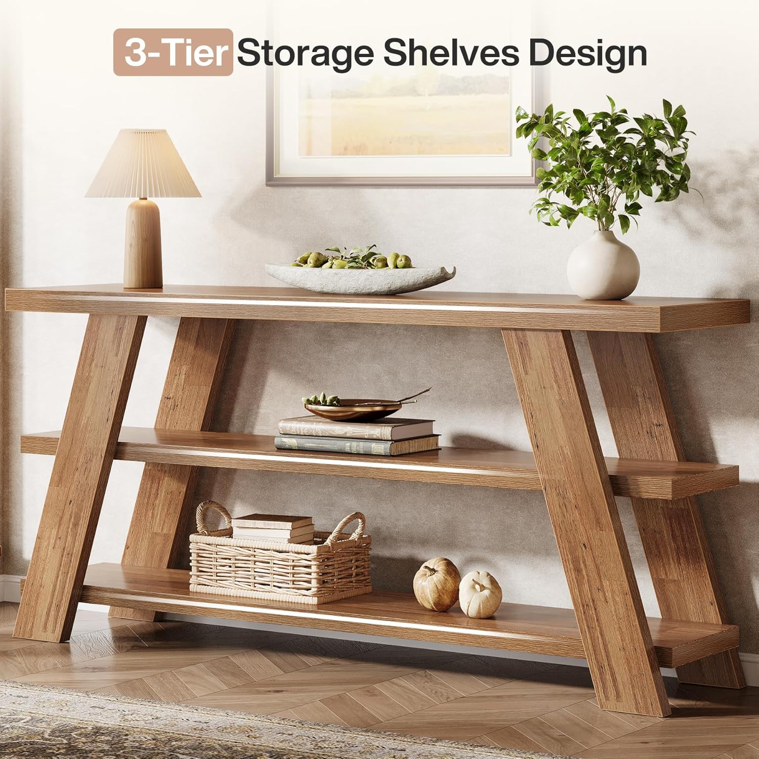70.9"Console Table, 3-Tier Narrow Sofa Table Farmhouse Foyer Table - Image 7