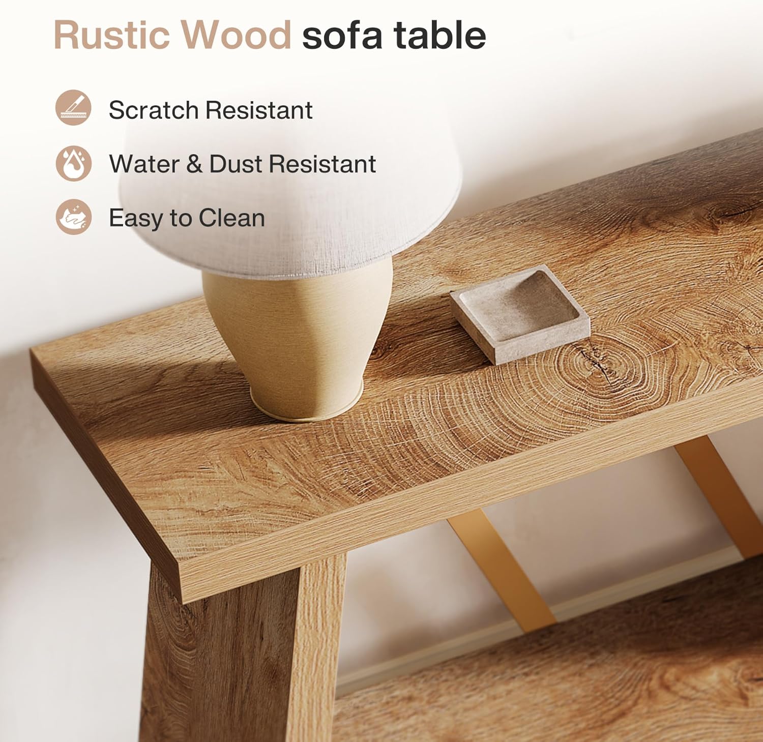 70.86" Extra Long Console Table, 2-Tier Wooden Sofa Table with Storage - Image 12