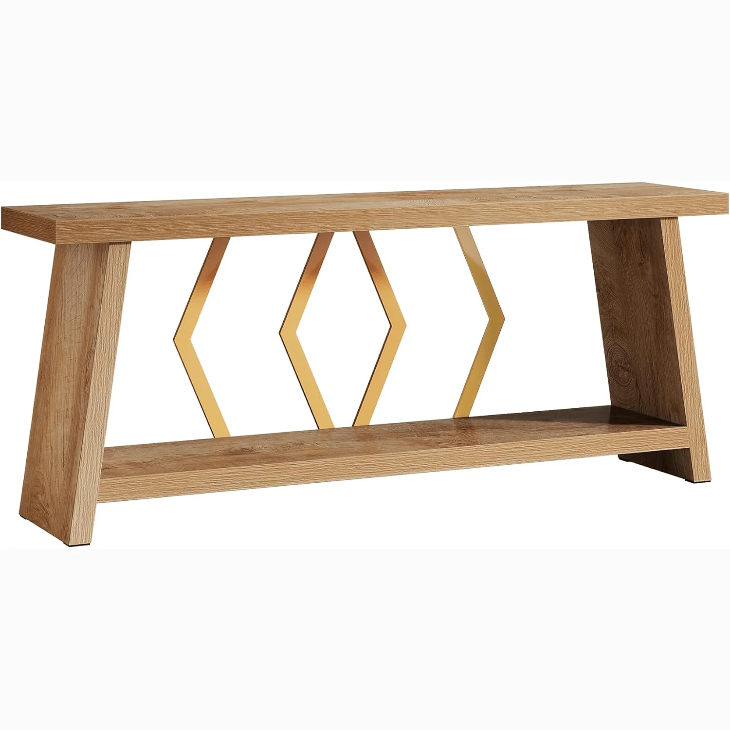 70.86" Extra Long Console Table, 2-Tier Wooden Sofa Table with Storage - Image 15