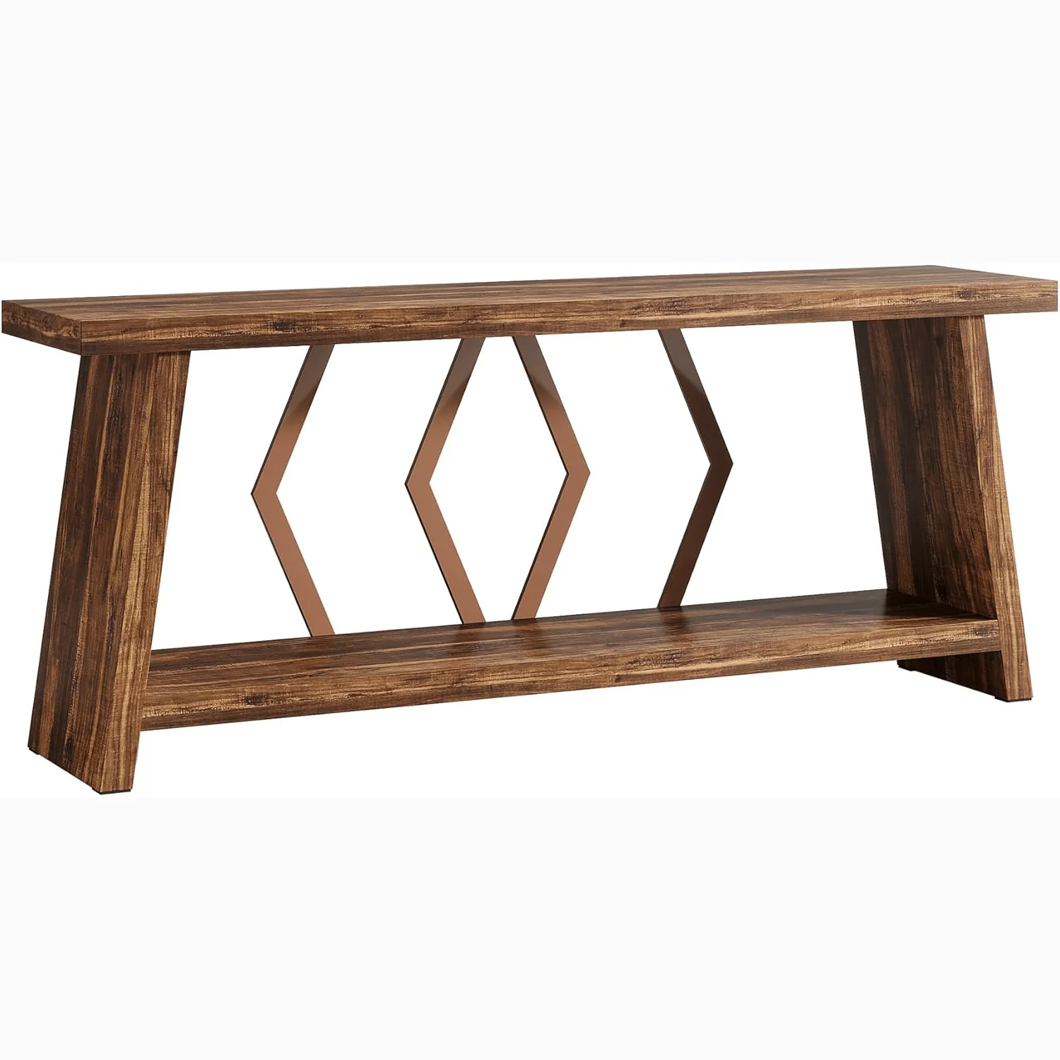 70.86" Extra Long Console Table, 2-Tier Wooden Sofa Table with Storage - Image 16