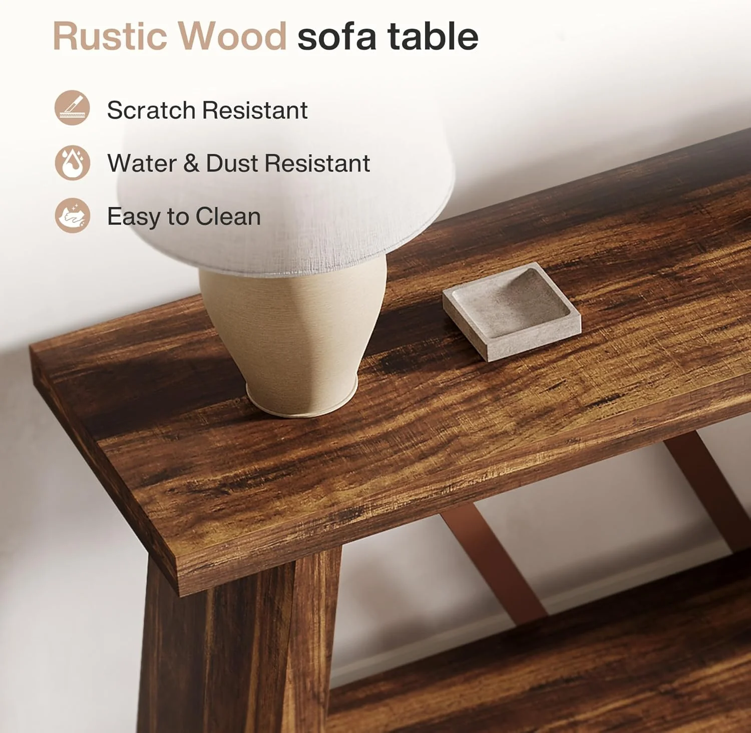 70.86" Extra Long Console Table, 2-Tier Wooden Sofa Table with Storage - Image 6