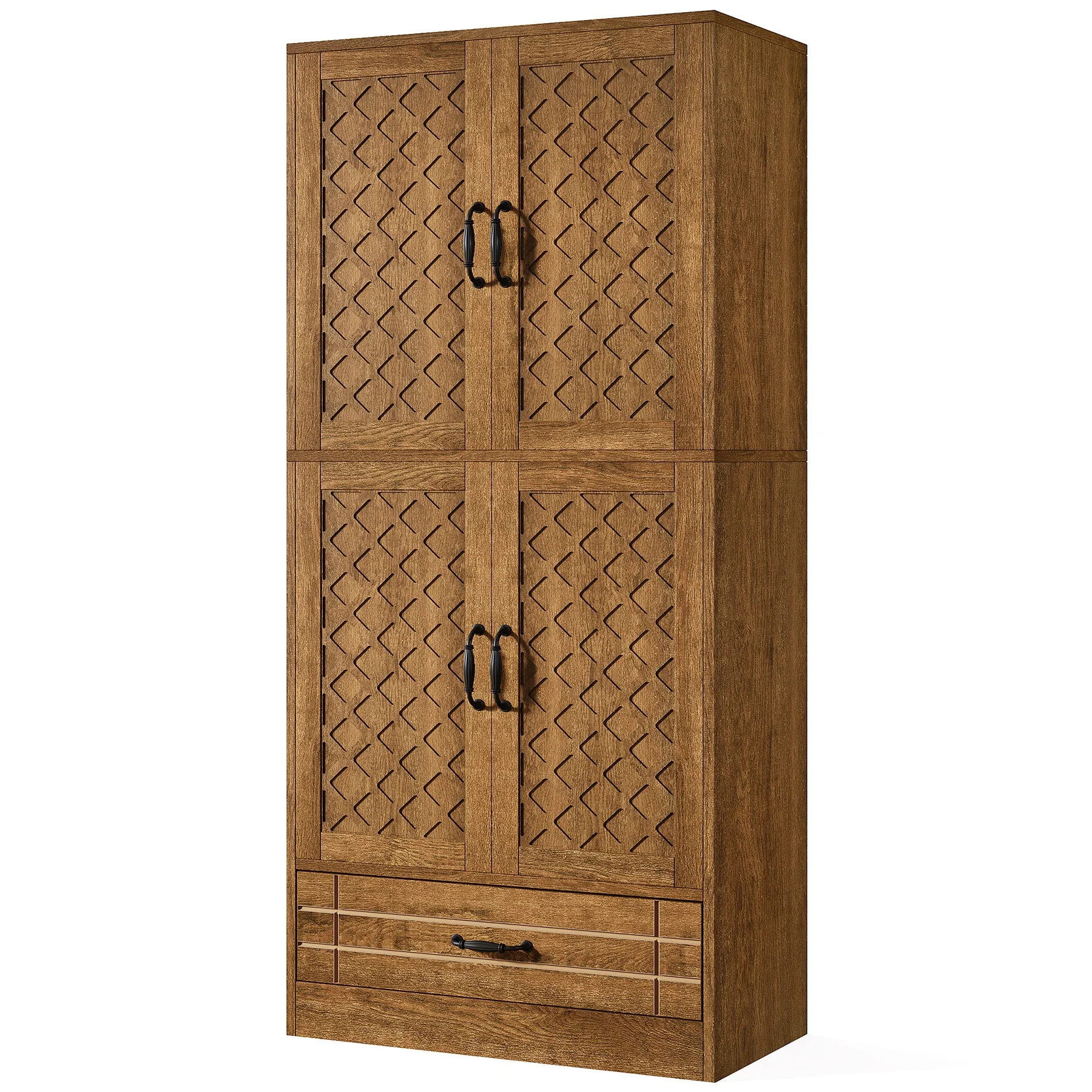 70" Bookshelf with Door, Freestanding Bookcase Cabinet with Storage Drawer - Image 8
