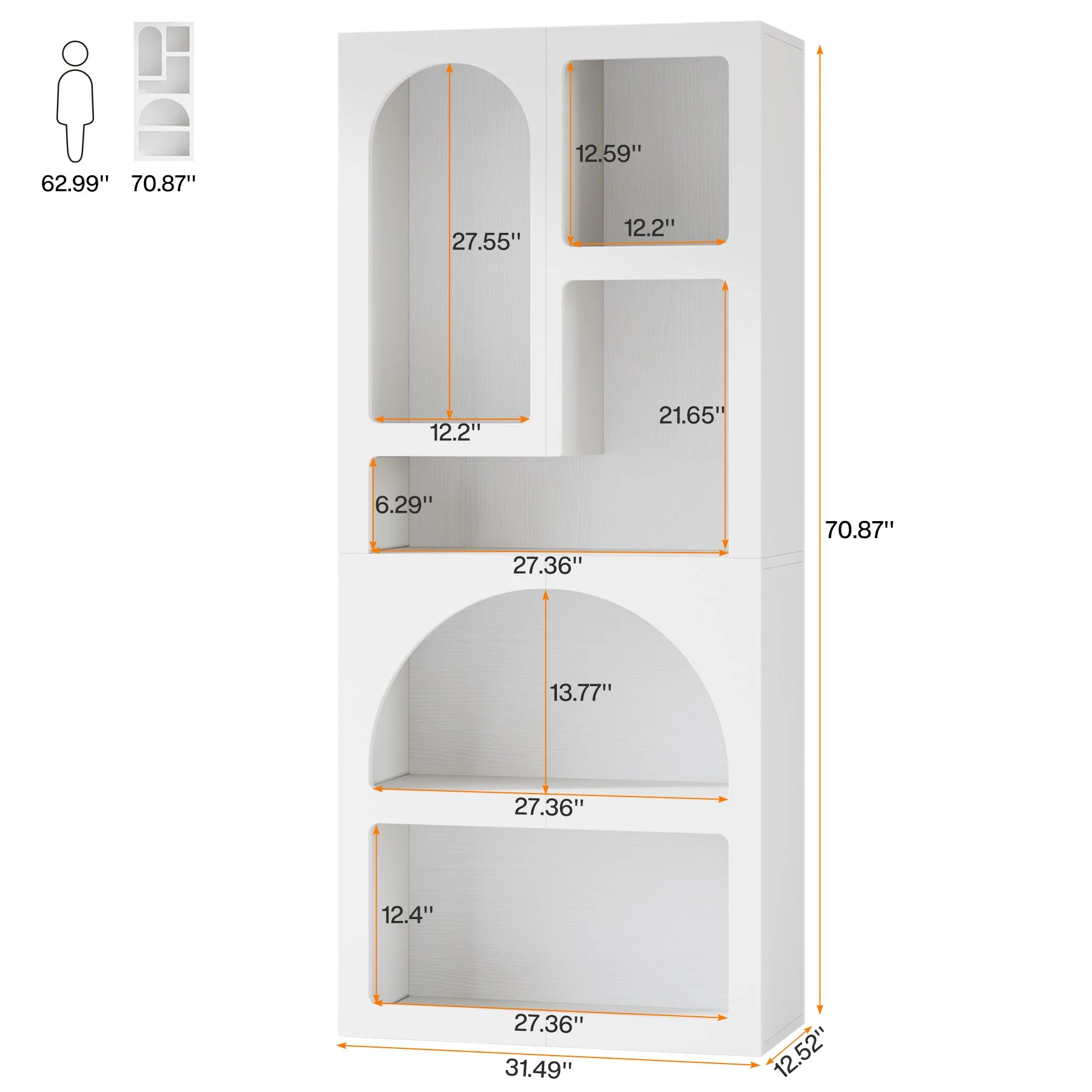 70.8" Bookshelf, Geometric Bookcase Display Shelf with 5 Irregular Storage Shelves - Image 2