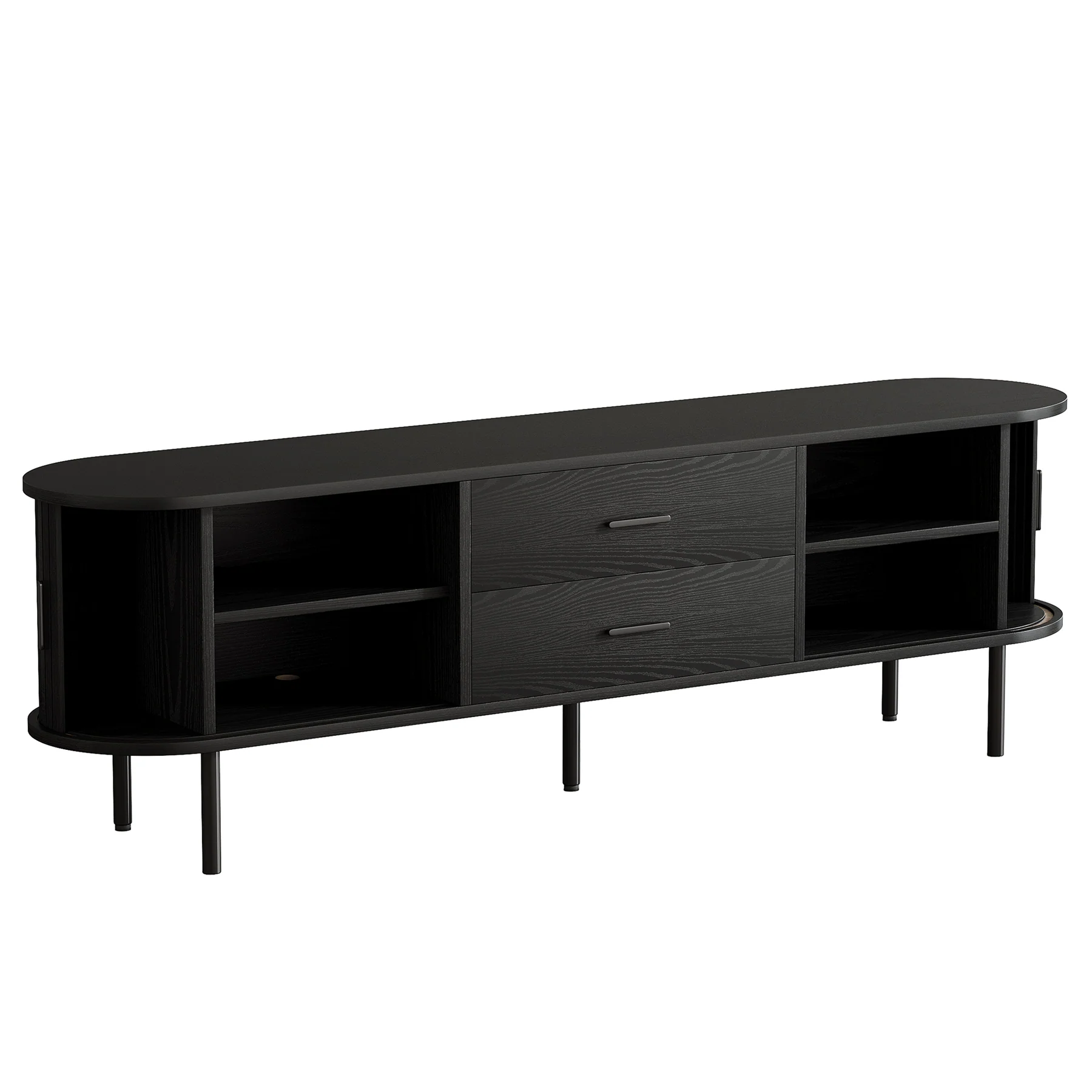 70" TV Stand, Modern Media Console with Storage and Sliding Tambour Door - Image 14