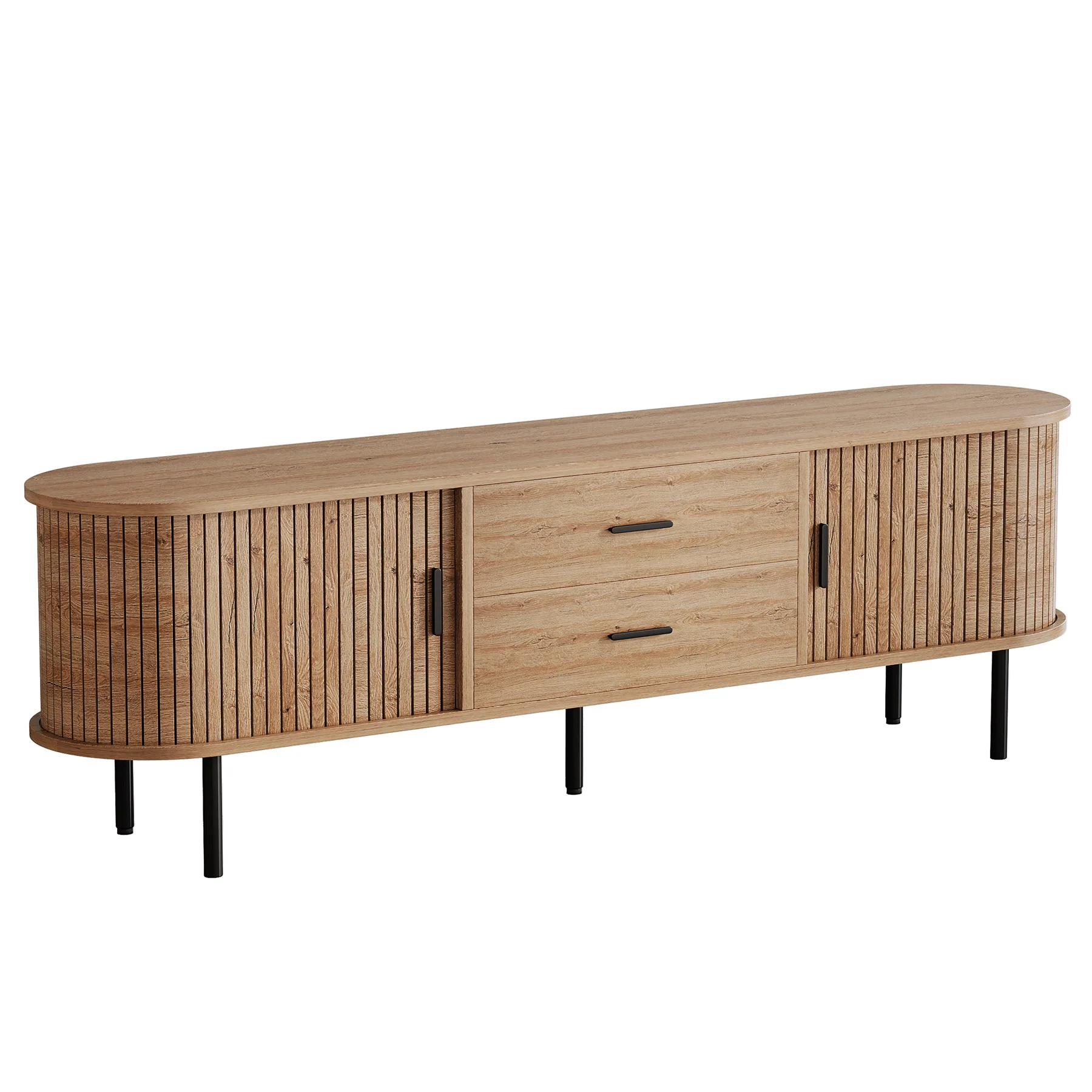 70" TV Stand, Modern Media Console with Storage and Sliding Tambour Door - Image 16