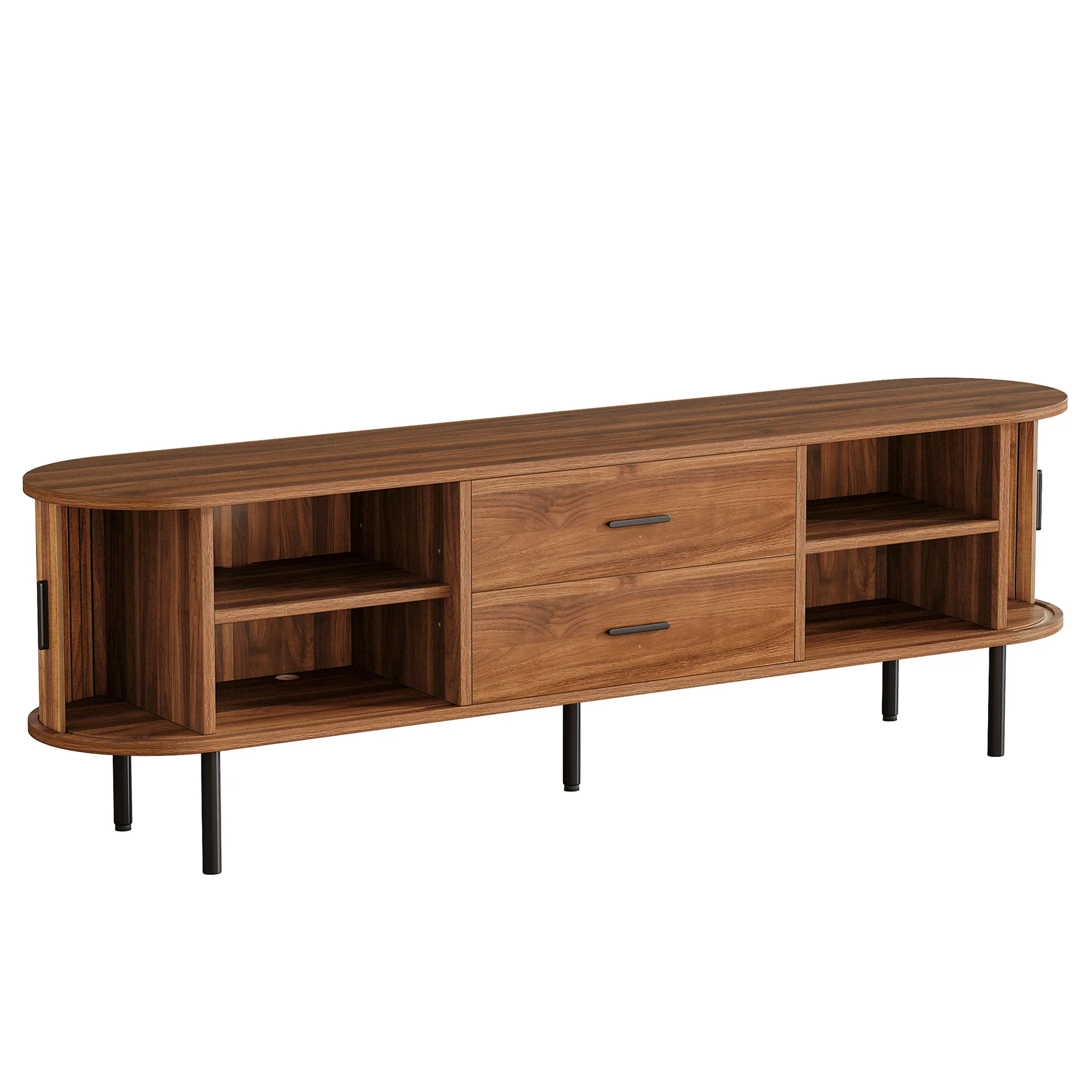 70" TV Stand, Modern Media Console with Storage and Sliding Tambour Door - Image 17