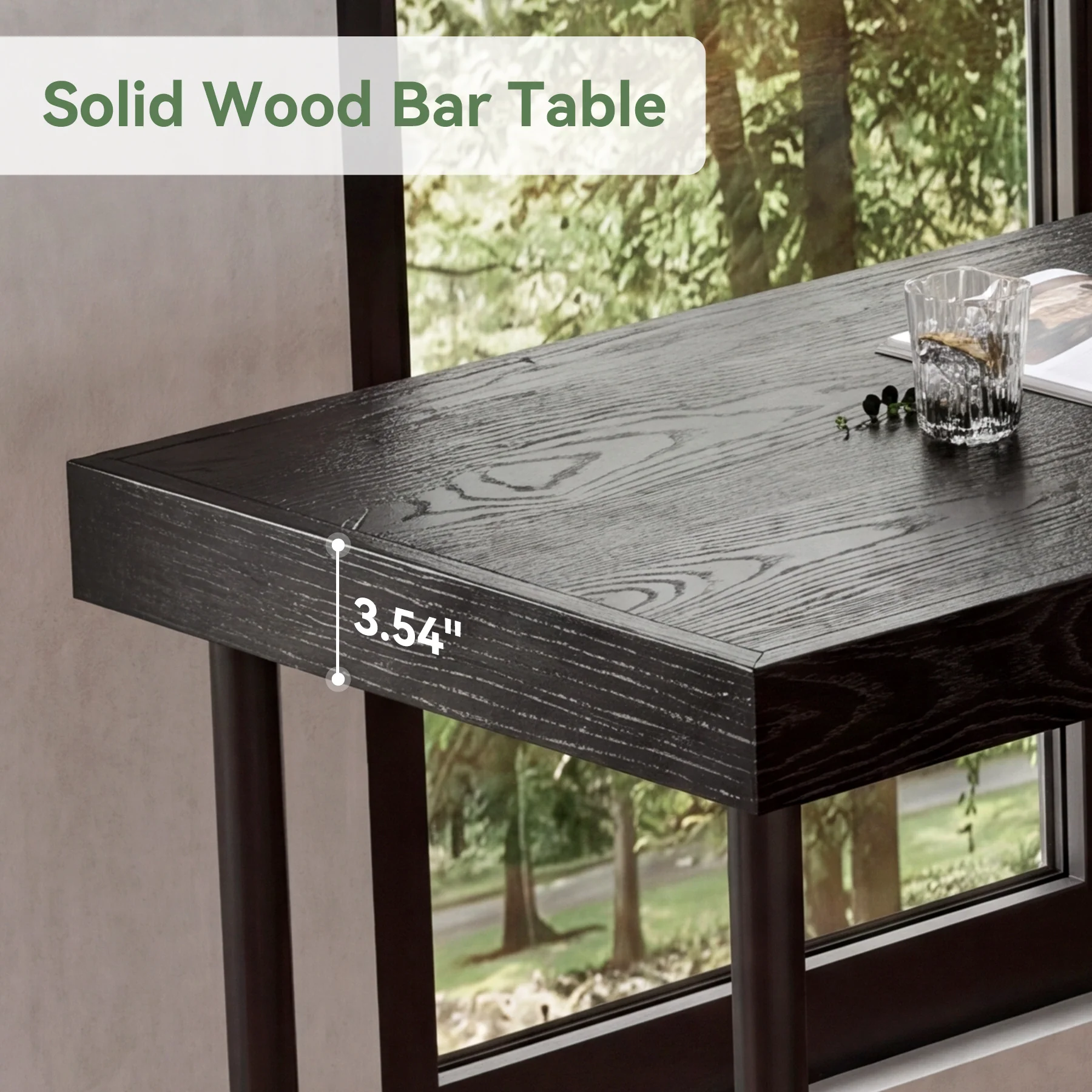 70.87" Solid Wood Bar Table for 6-8 People, Industrial Counter Height Pub Table - Image 12