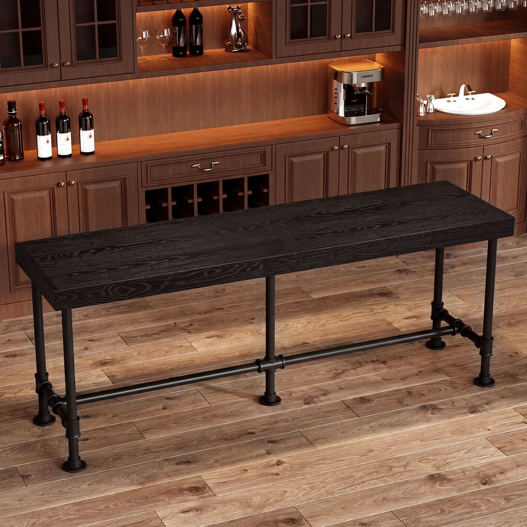 70.87" Solid Wood Bar Table for 6-8 People, Industrial Counter Height Pub Table - Image 16