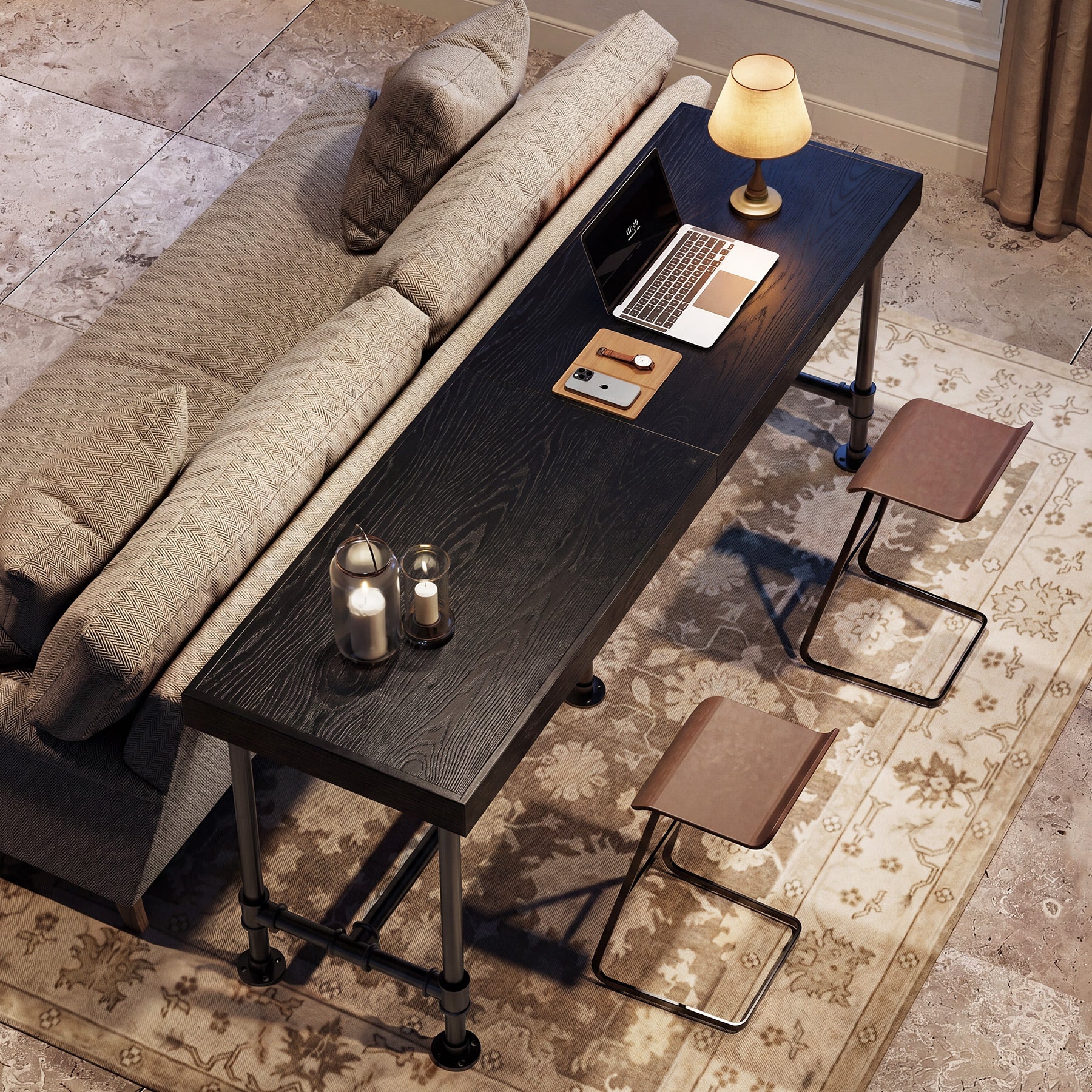 70.87" Solid Wood Bar Table for 6-8 People, Industrial Counter Height Pub Table - Image 17
