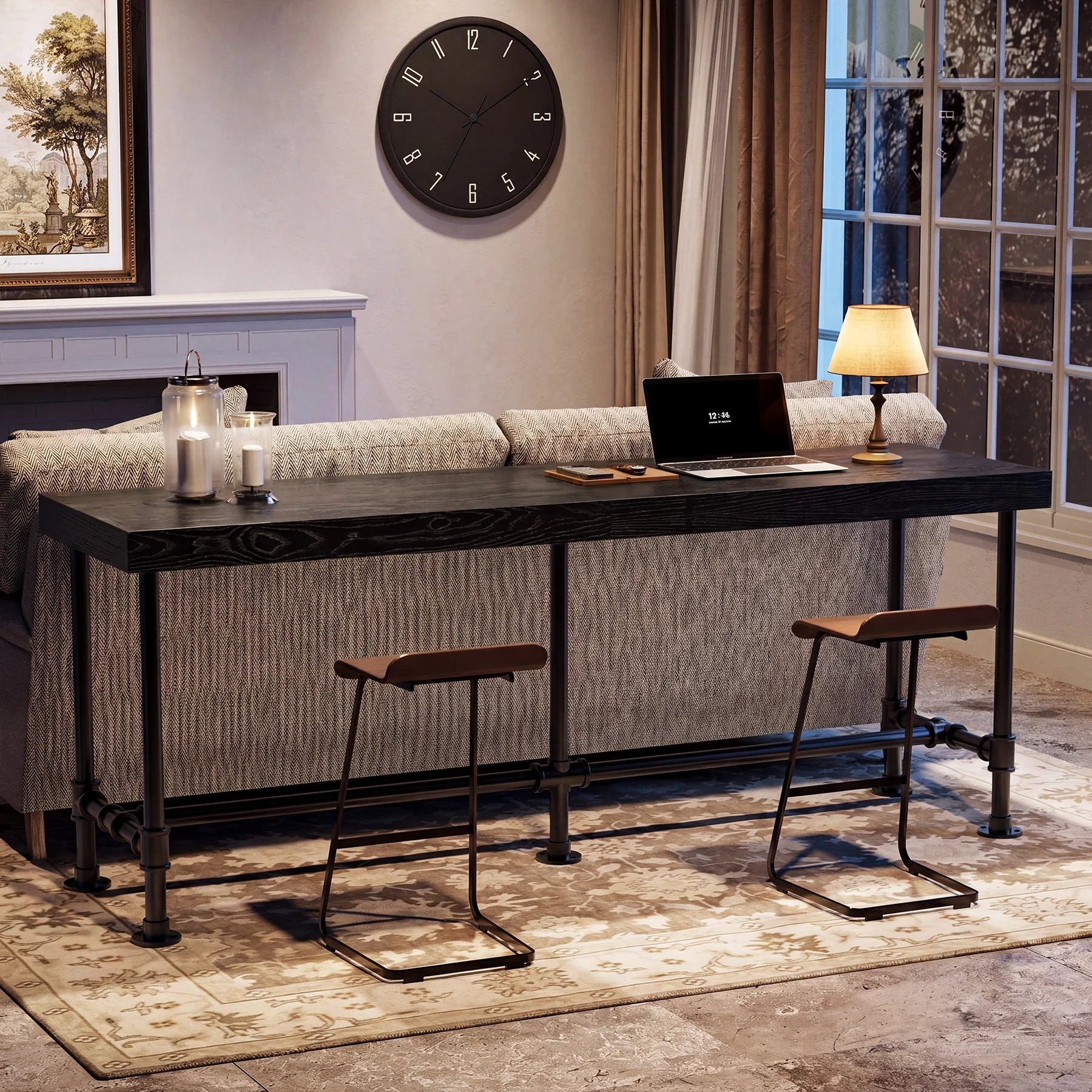 70.87" Solid Wood Bar Table for 6-8 People, Industrial Counter Height Pub Table - Image 18