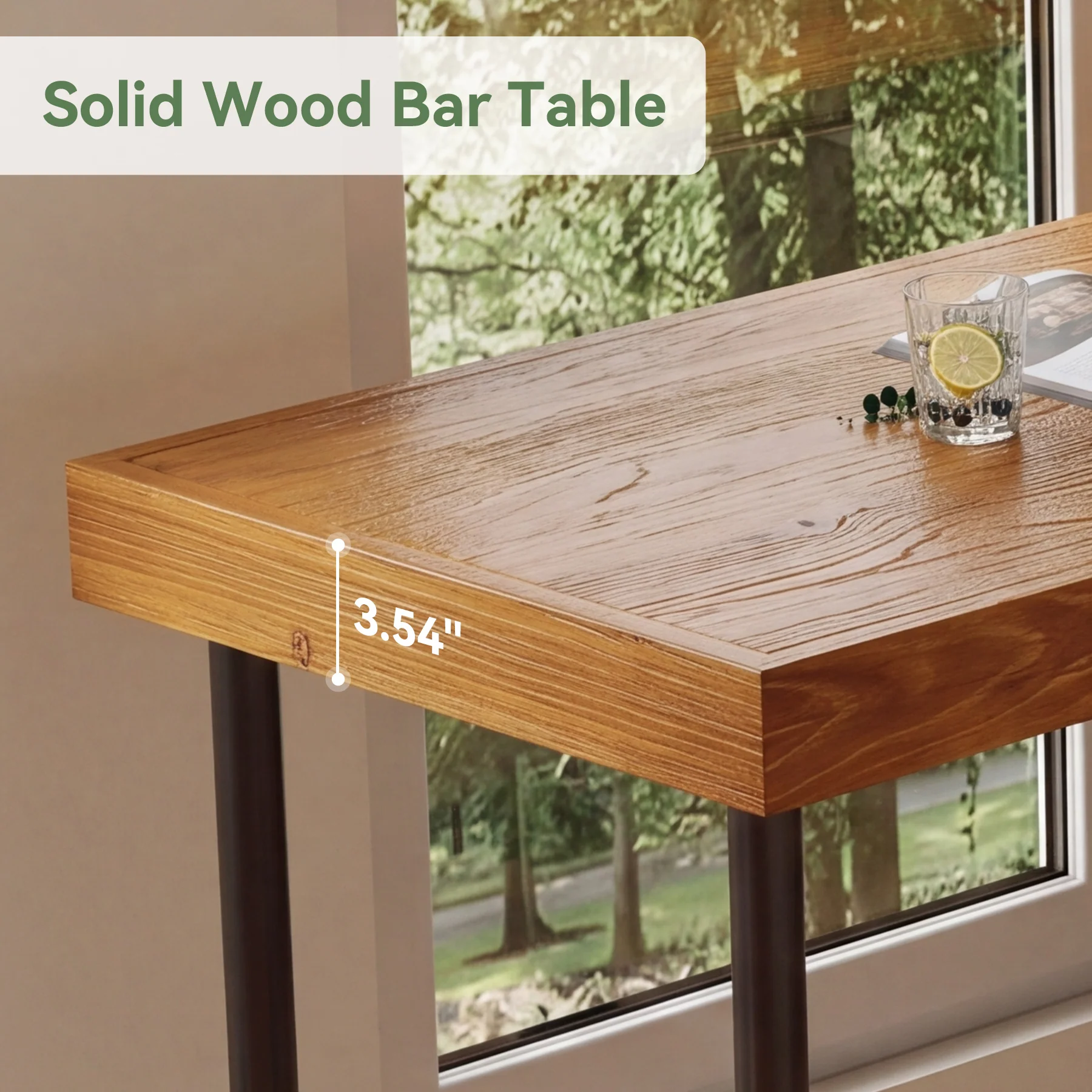70.87" Solid Wood Bar Table for 6-8 People, Industrial Counter Height Pub Table - Image 24
