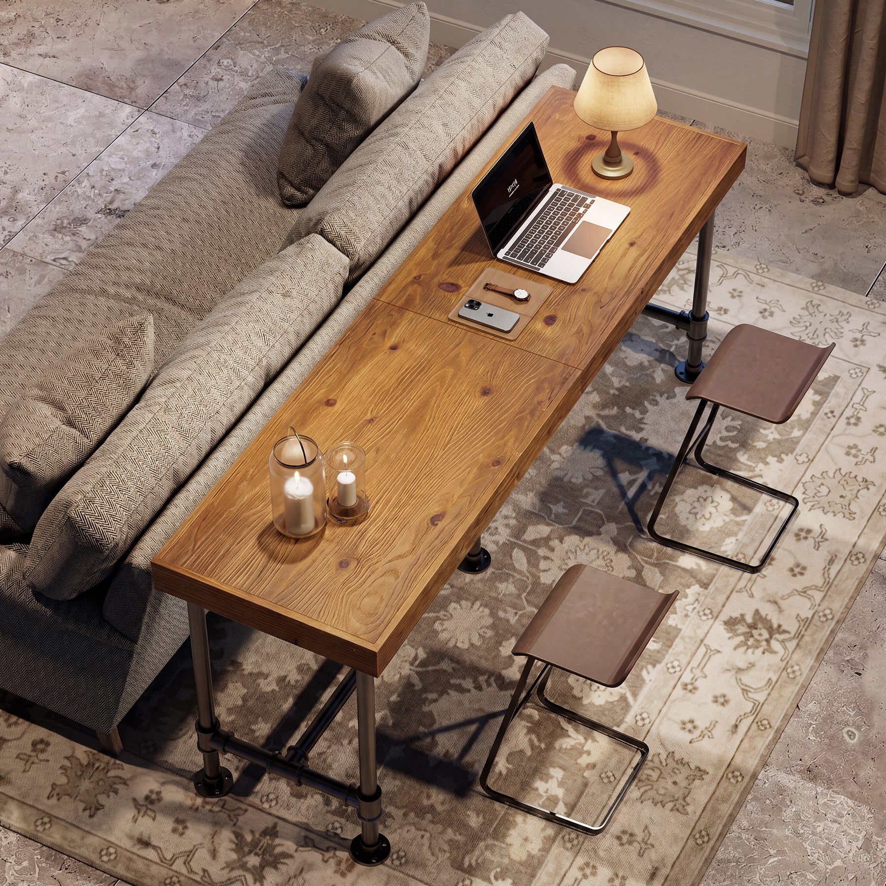 70.87" Solid Wood Bar Table for 6-8 People, Industrial Counter Height Pub Table - Image 29