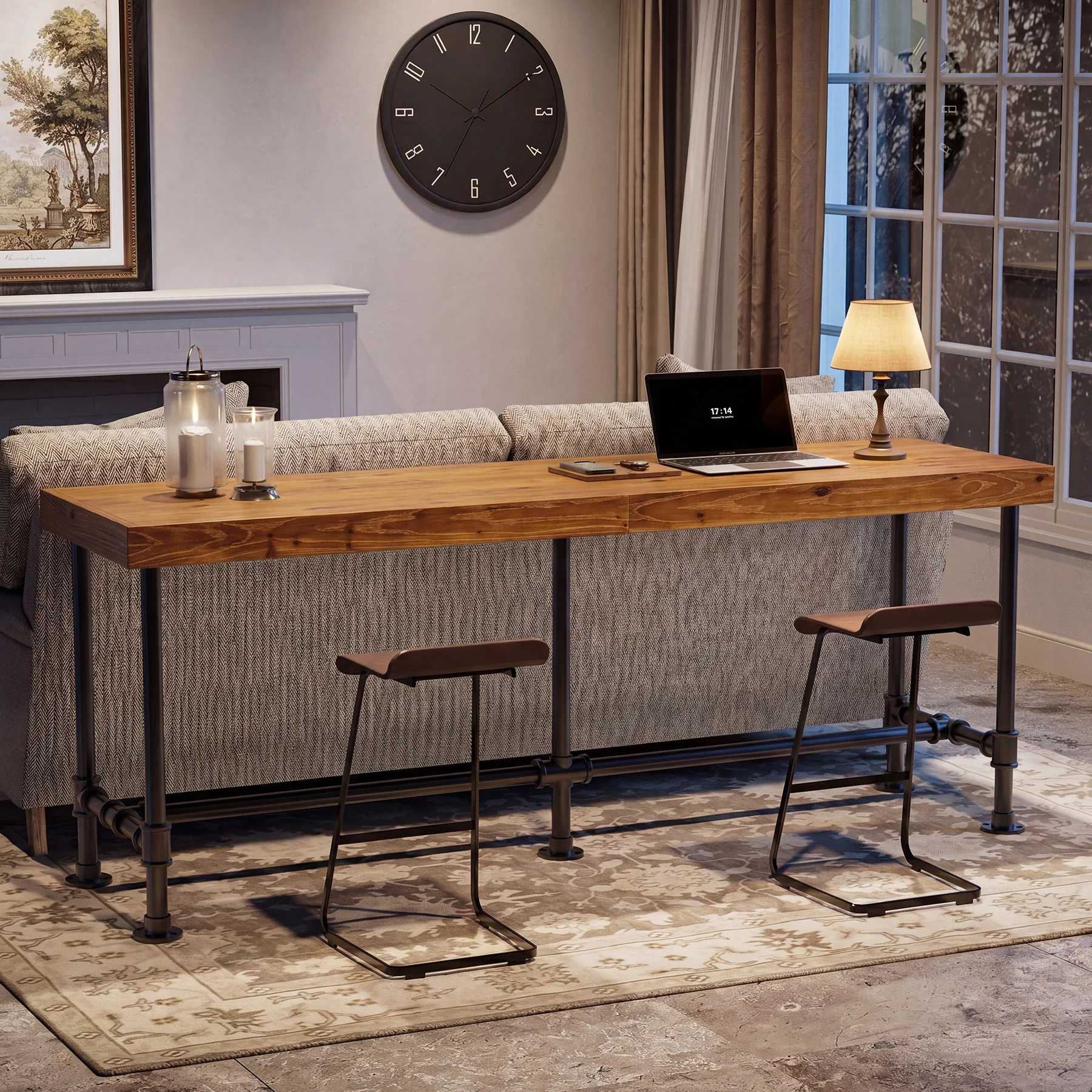 70.87" Solid Wood Bar Table for 6-8 People, Industrial Counter Height Pub Table - Image 30