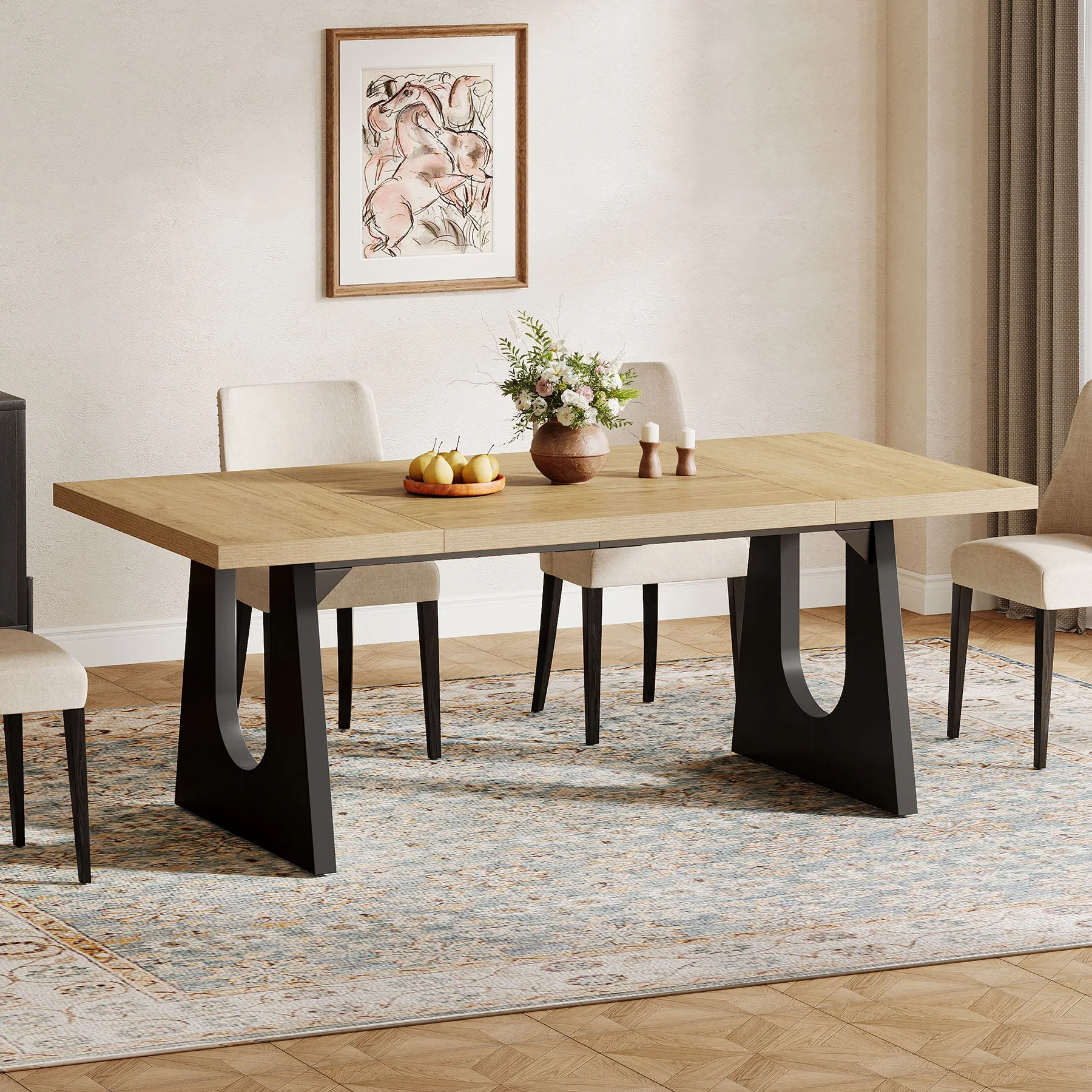 Wood Dining Table, 70" Rectangular Kitchen Table for 6-8 People - Image 5