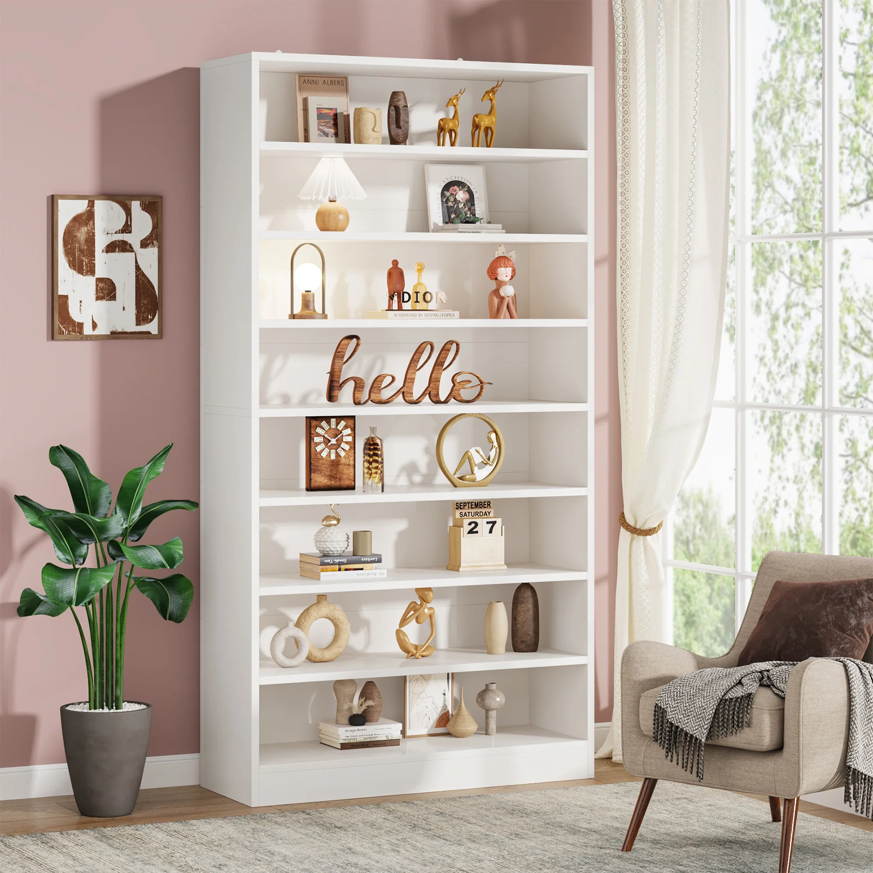 71" Bookcase, Modern 9-Tier Bookshelf Freestanding Display Shelf - Image 3