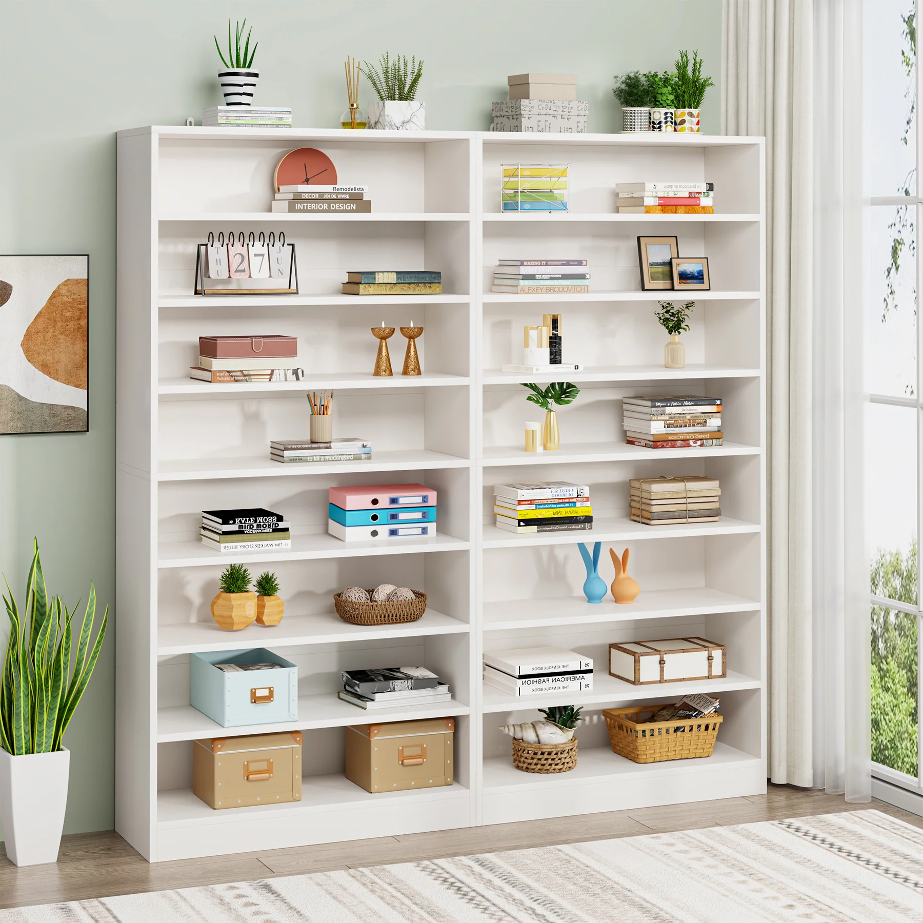 71" Bookcase, Modern 9-Tier Bookshelf Freestanding Display Shelf - Image 6
