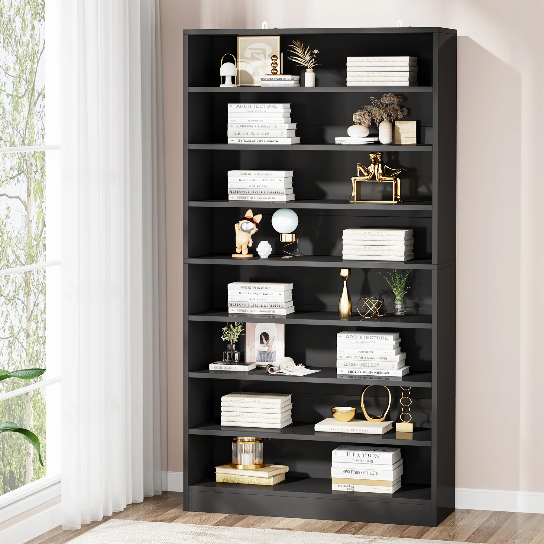 71" Bookcase, Modern 9-Tier Bookshelf Freestanding Display Shelf - Image 8