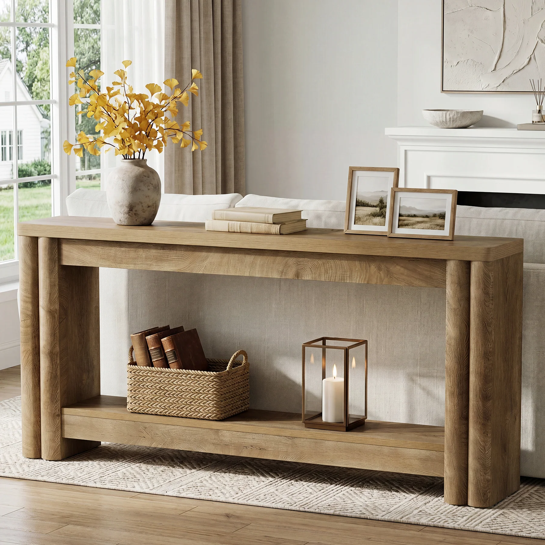 71" Console Table, 2-Tier Farmhouse Sofa Entryway Table for Hallway, Living Room - Image 4