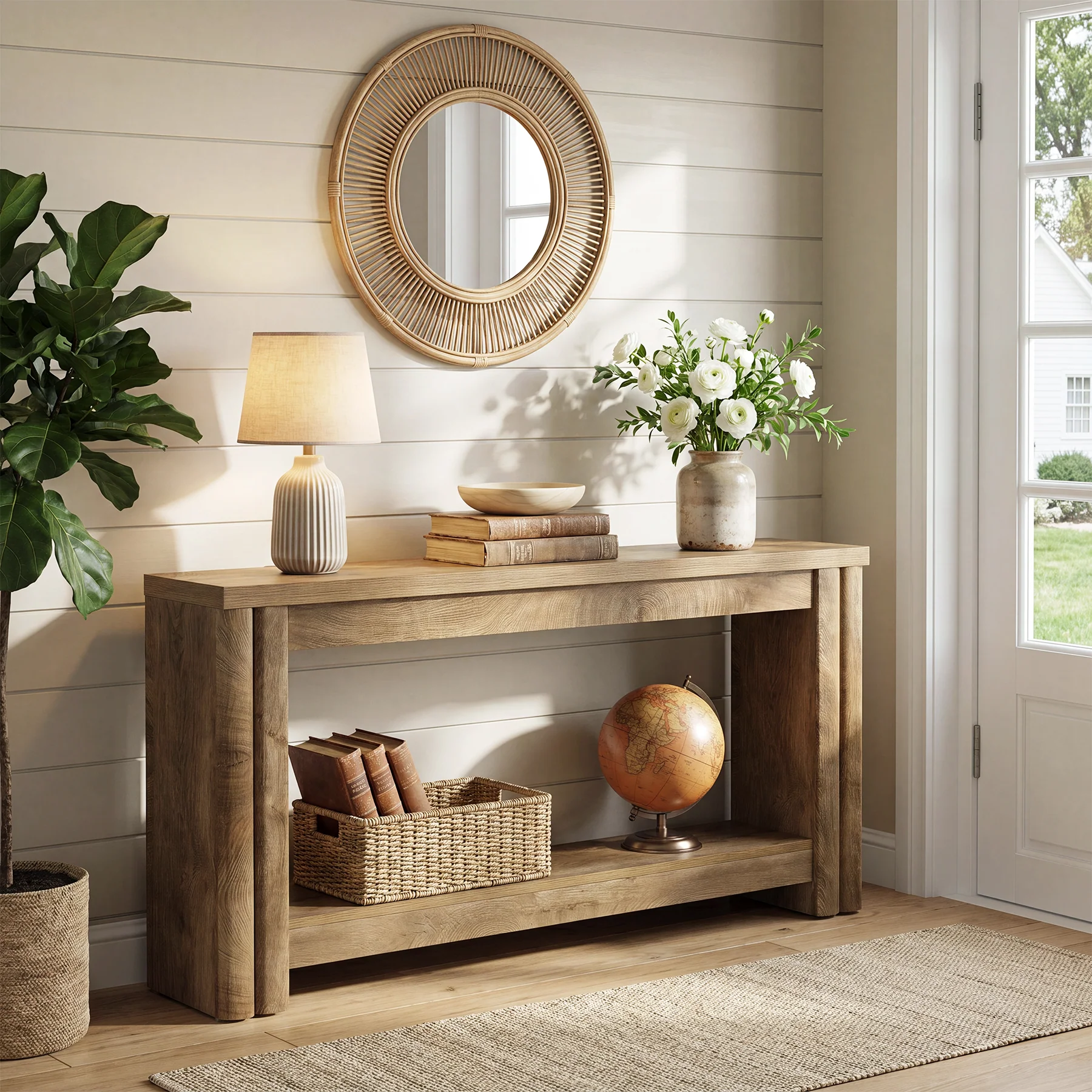 71" Console Table, 2-Tier Farmhouse Sofa Entryway Table for Hallway, Living Room - Image 5