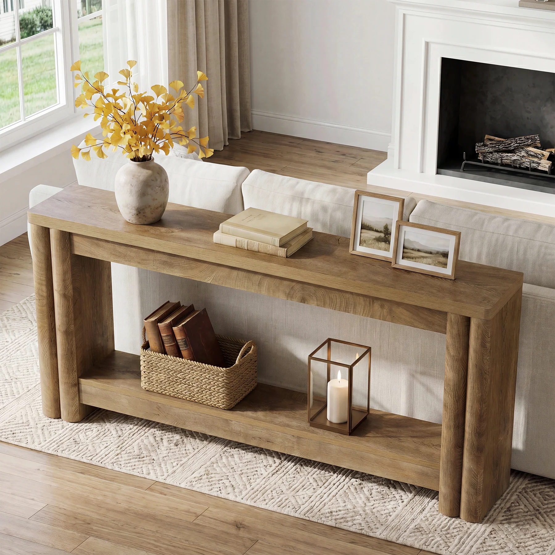 71" Console Table, 2-Tier Farmhouse Sofa Entryway Table for Hallway, Living Room - Image 6