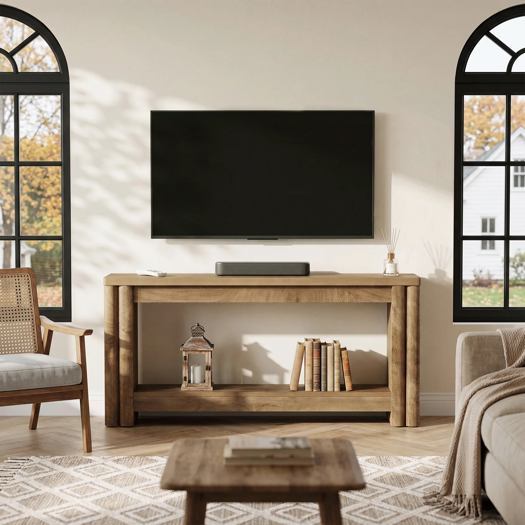 71" Console Table, 2-Tier Farmhouse Sofa Entryway Table for Hallway, Living Room - Image 7